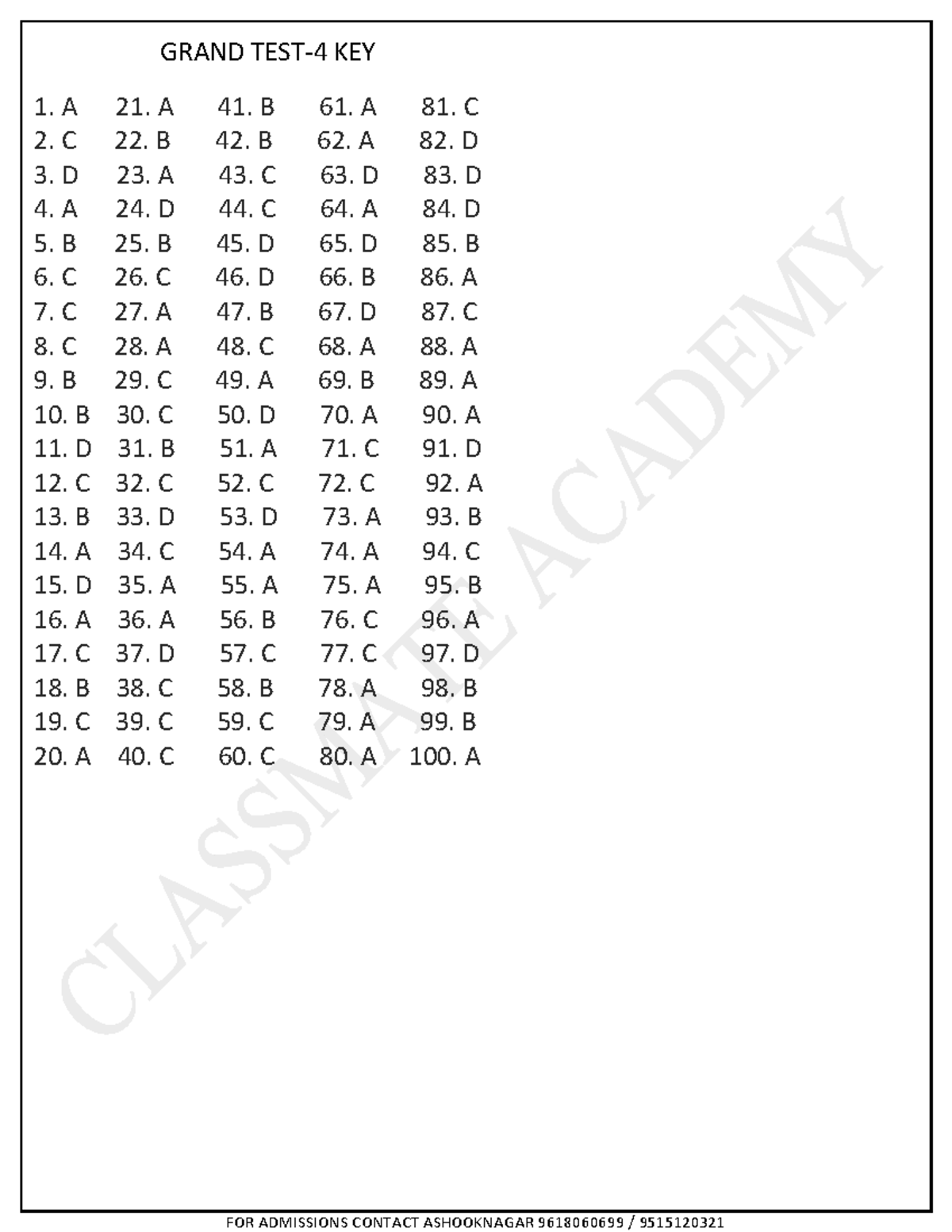 GT-4 KEY - Naa - FOR ADMISSIONS CONTACT ASHOOKNAGAR 9618060699 / ...
