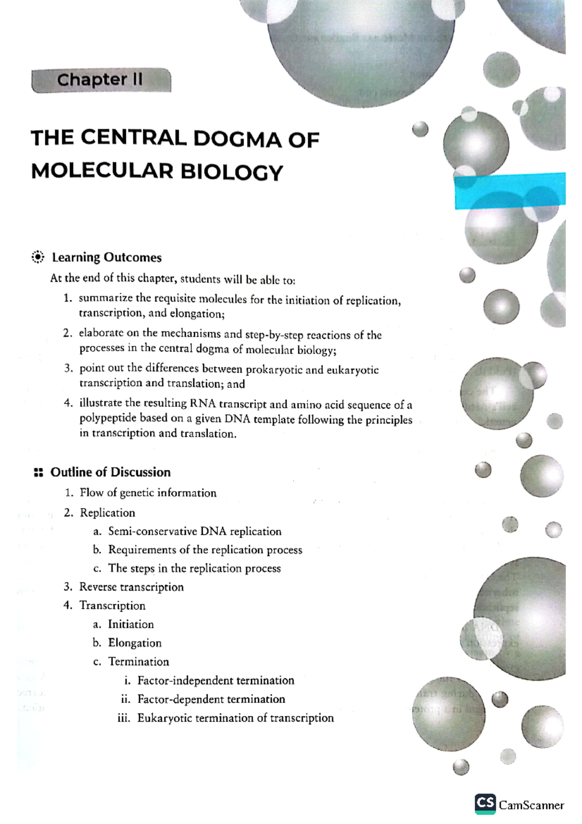 Molbio Chapter 2 - Chapter II THE CENTRAL DOGMA OF MOLECULAR BIOLOGY ...