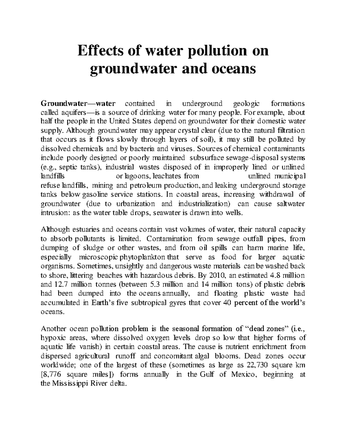 research paper on groundwater pollution