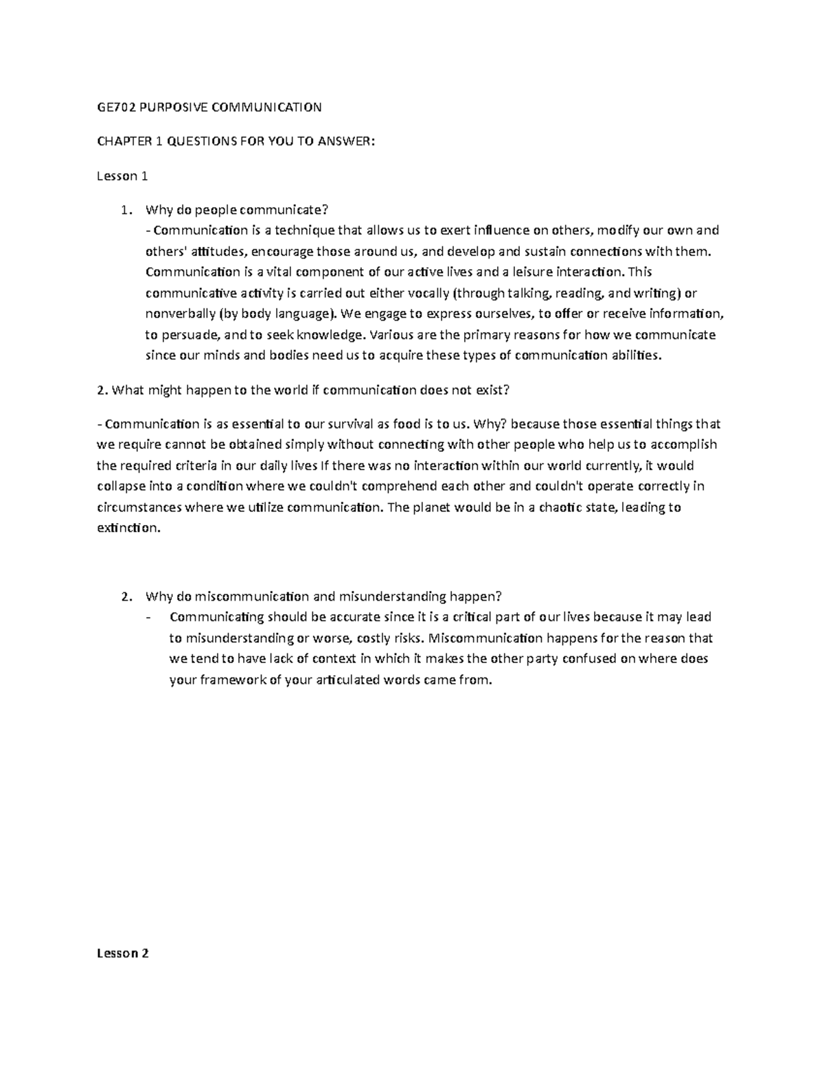 GE702 Purposive Communication - GE702 PURPOSIVE COMMUNICATION CHAPTER 1 ...