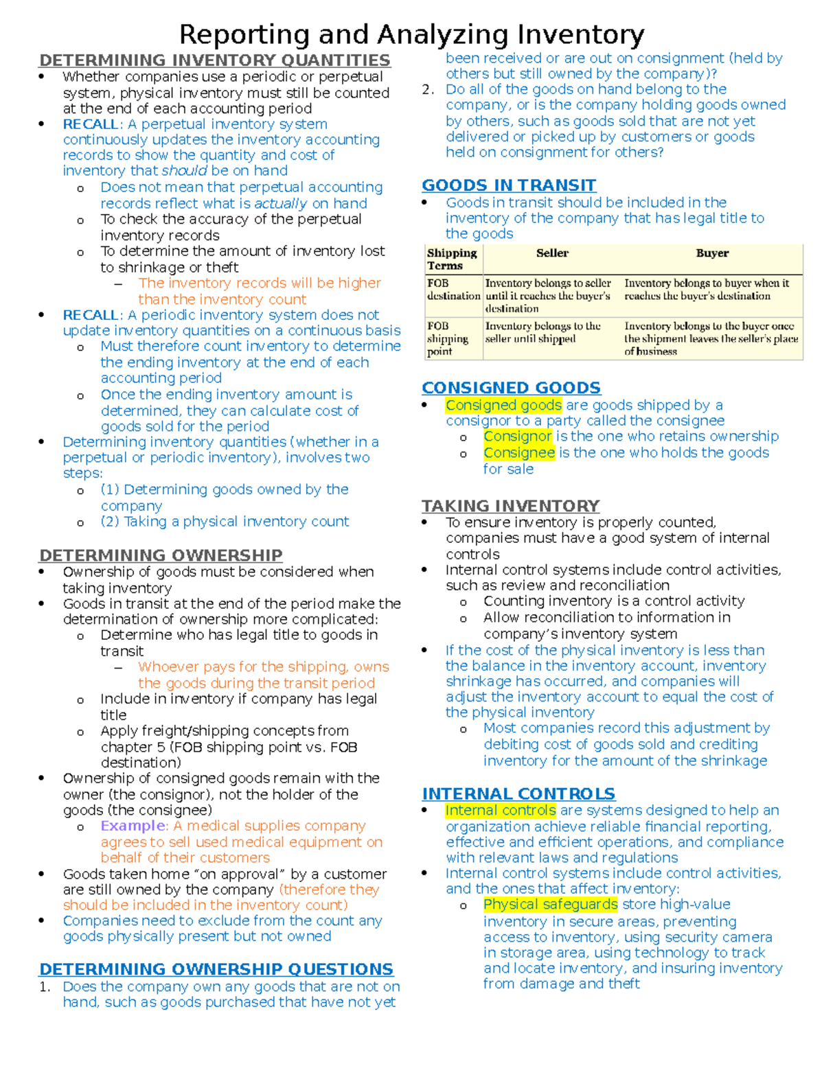 BUS 2002 - Chapter 6 - Reporting and Analyzing Inventory DETERMINING ...