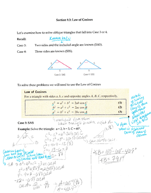 Law of Sine and Cosine Word Problems - ,$,'-e u'p t ,1,!- )-v t) ''i ...