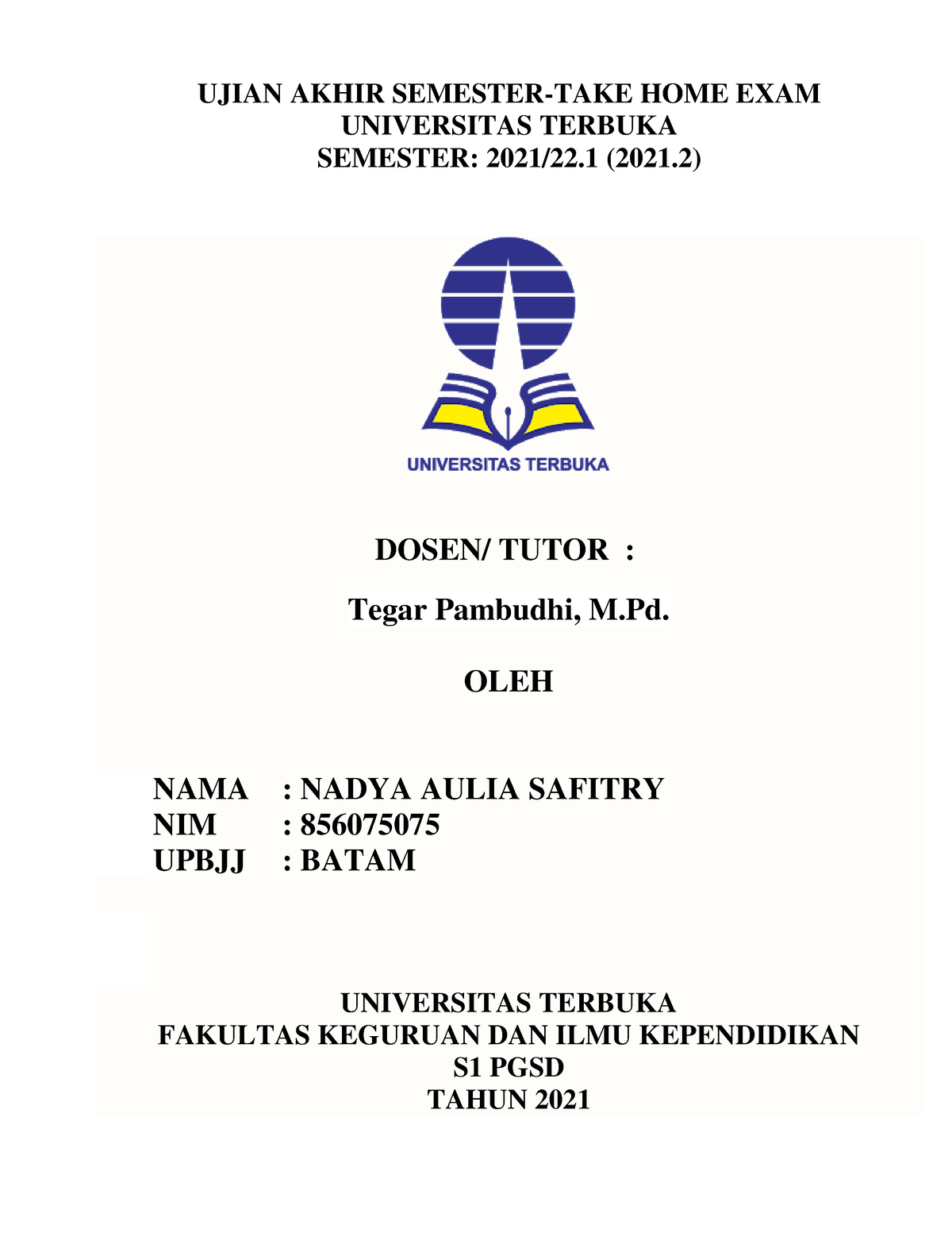 BJU PKNI4317 Hak Asasi Manusia (HAM) - UJIAN AKHIR SEMESTER-TAKE HOME ...