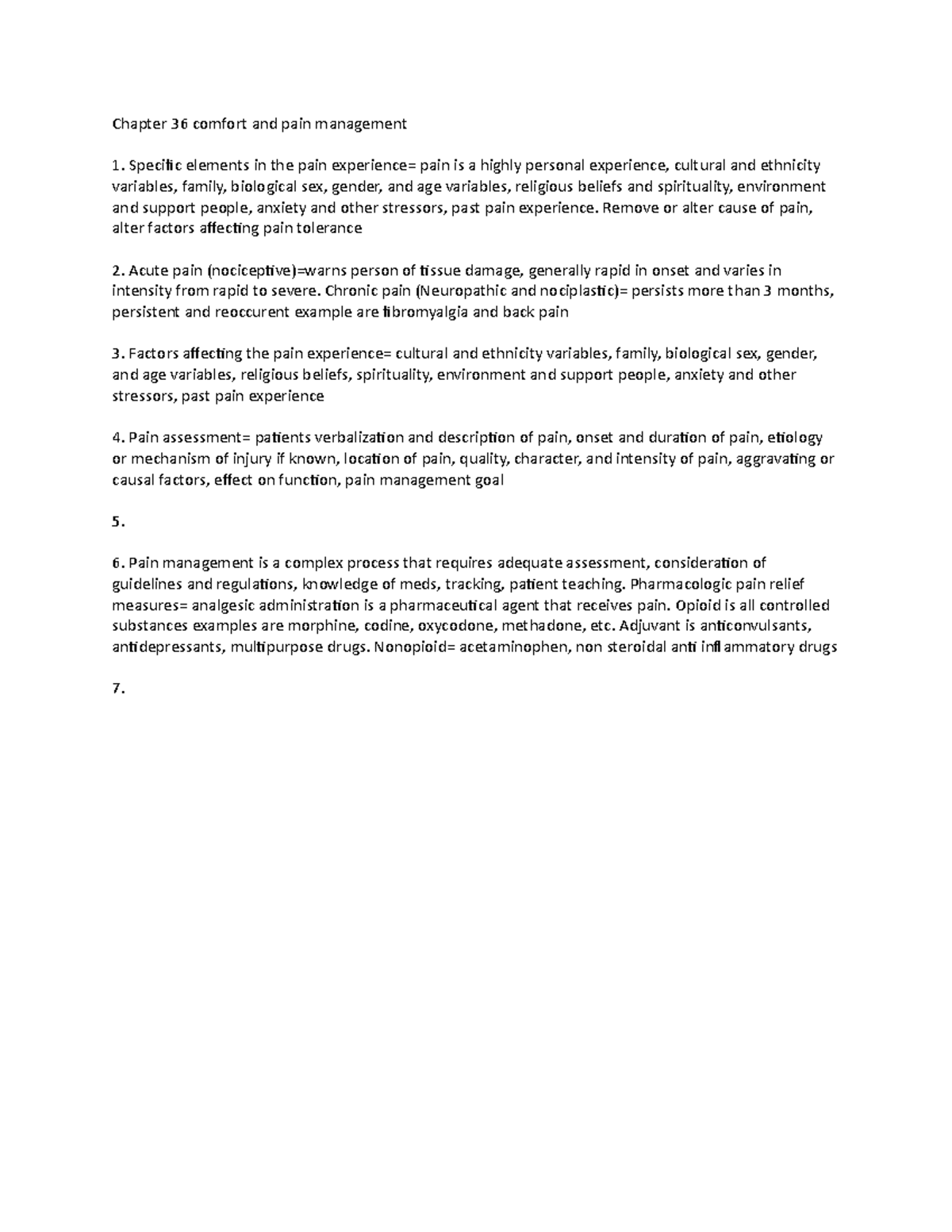 Chapter 36 Lecture Chapter 36 comfort and pain management Specific