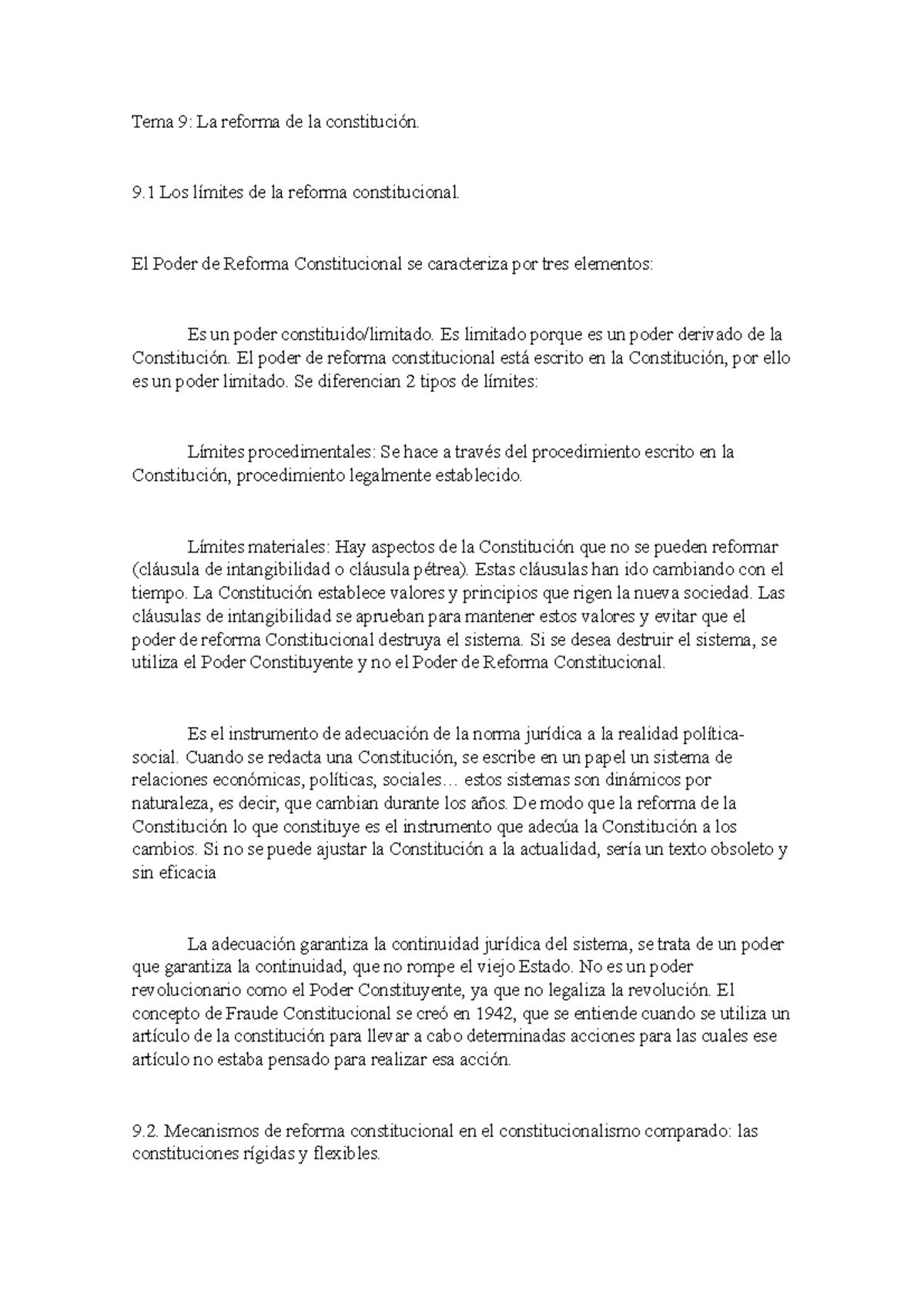 Tema 9 La Reforma De La Constitución 9 Los Límites De La Reforma Constitucional El Poder De 1936