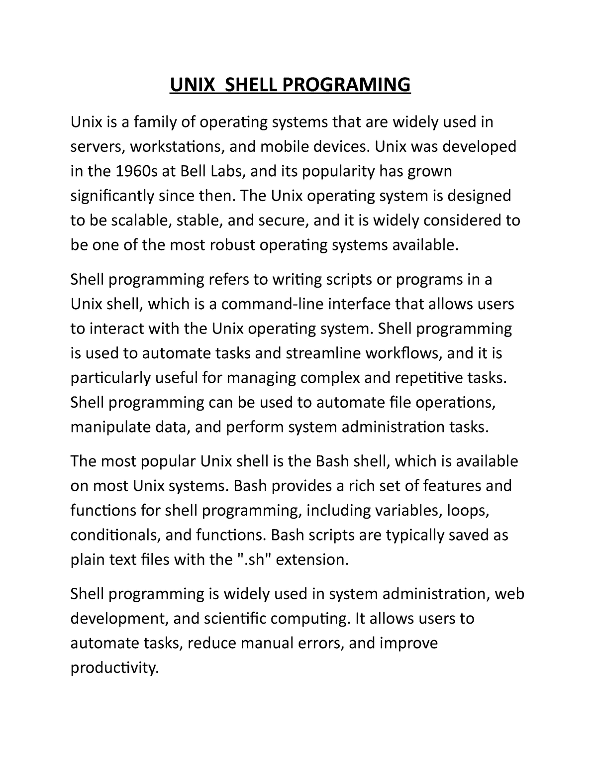 unix-shell-programing-unix-shell-programing-unix-is-a-family-of