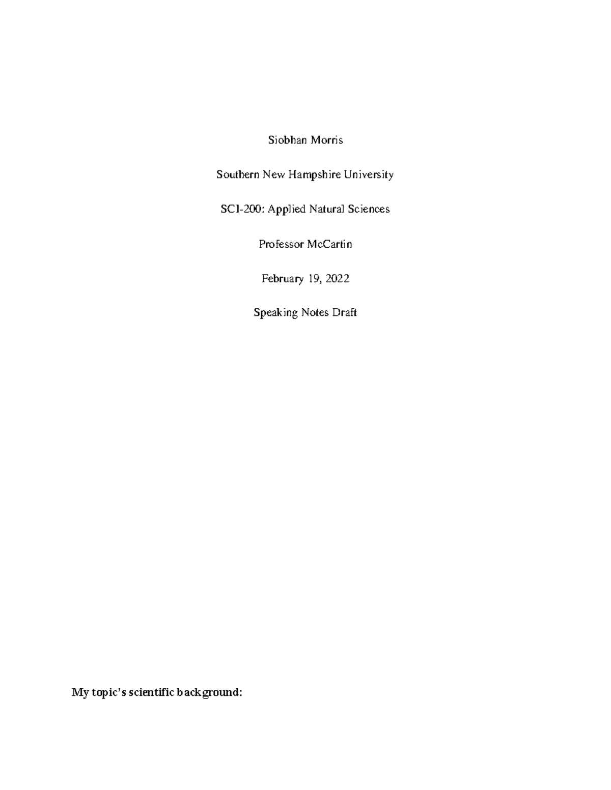 7-4 Speaking Notes Draft - Siobhan Morris Southern New Hampshire ...