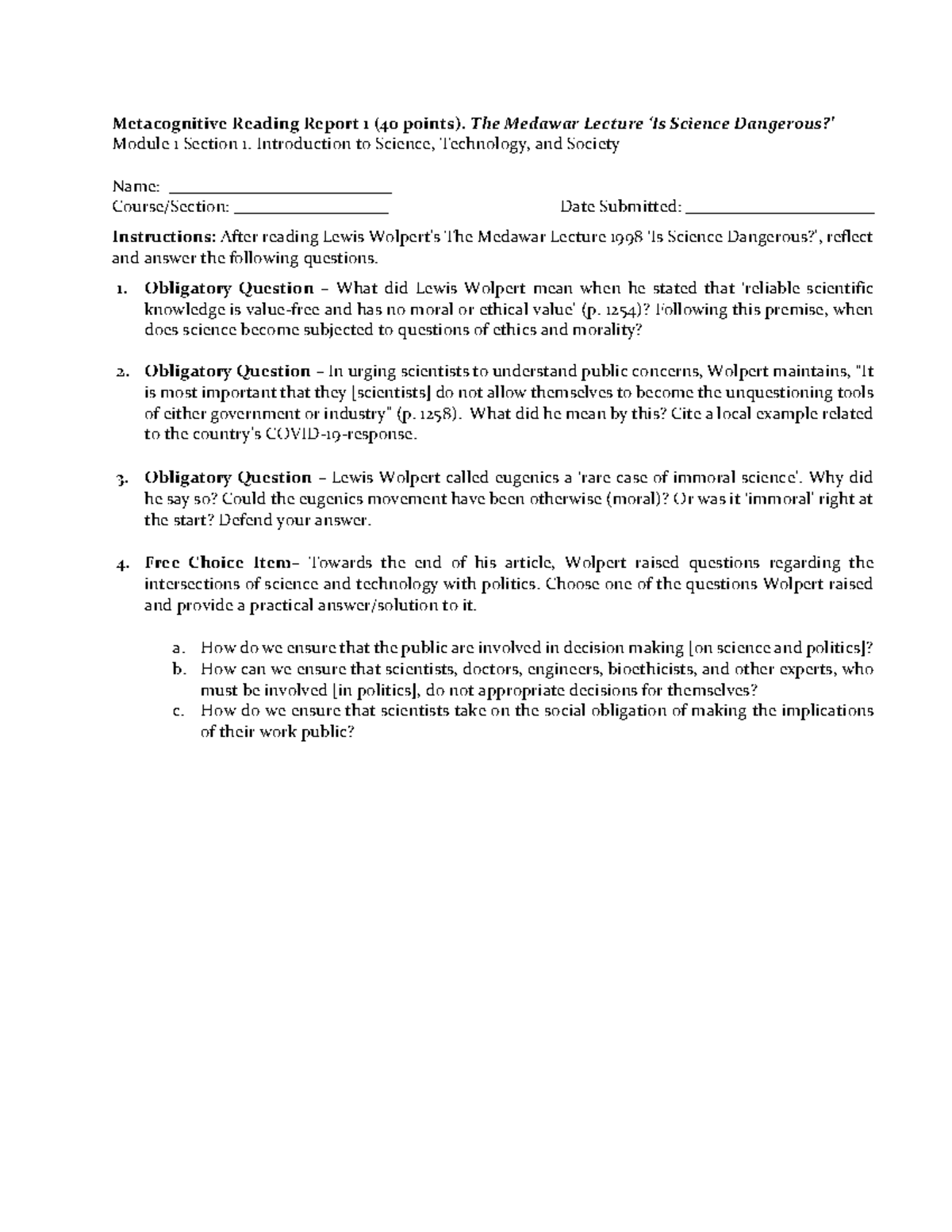 MRR 1 Comprehension Check Questions Q1 AY21 22 - Metacognitive Reading ...