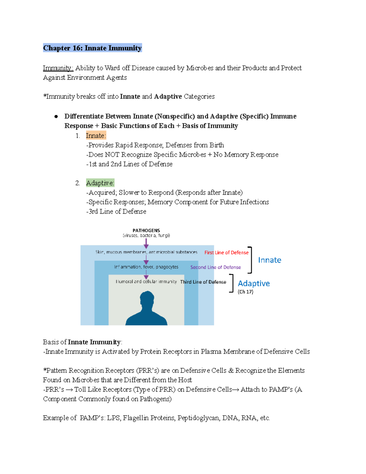 Ch- 16 Innate Immunity - Chapter 16: Innate Immunity Immunity: Ability ...
