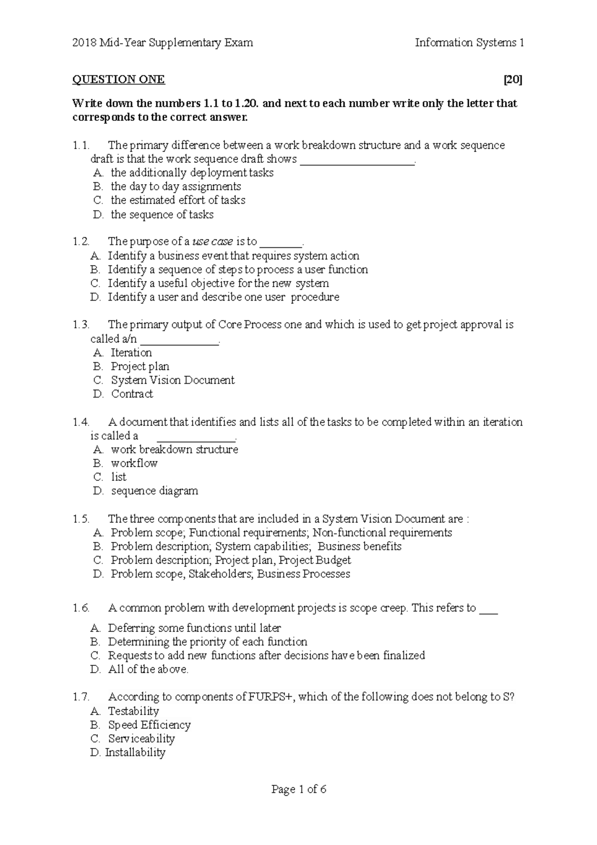 Exam 2018, questions - 2018 Mid-Year Supplementary Exam Information ...