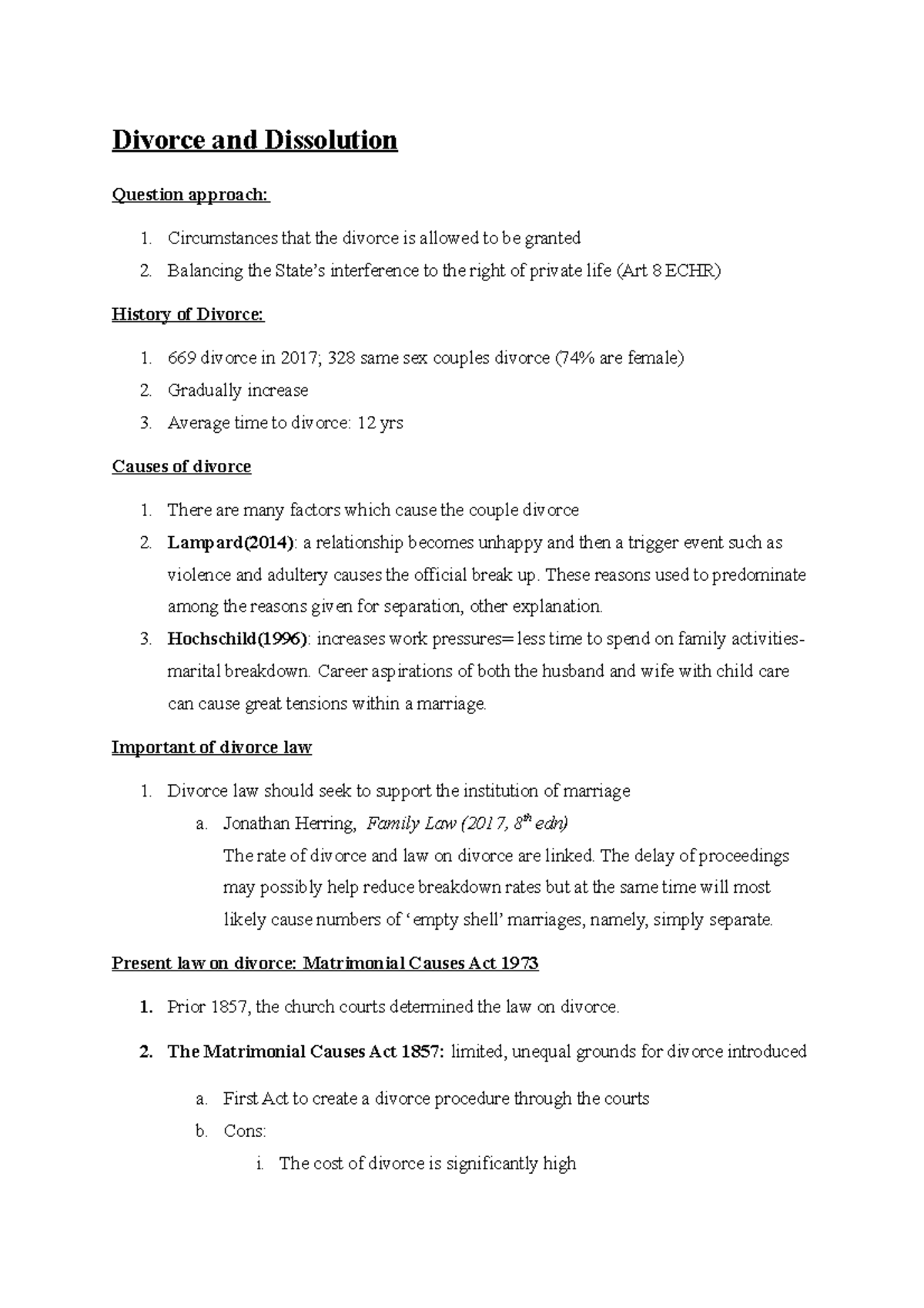 Lec 4 - Divorce and Dissolution - Divorce and Dissolution Question ...