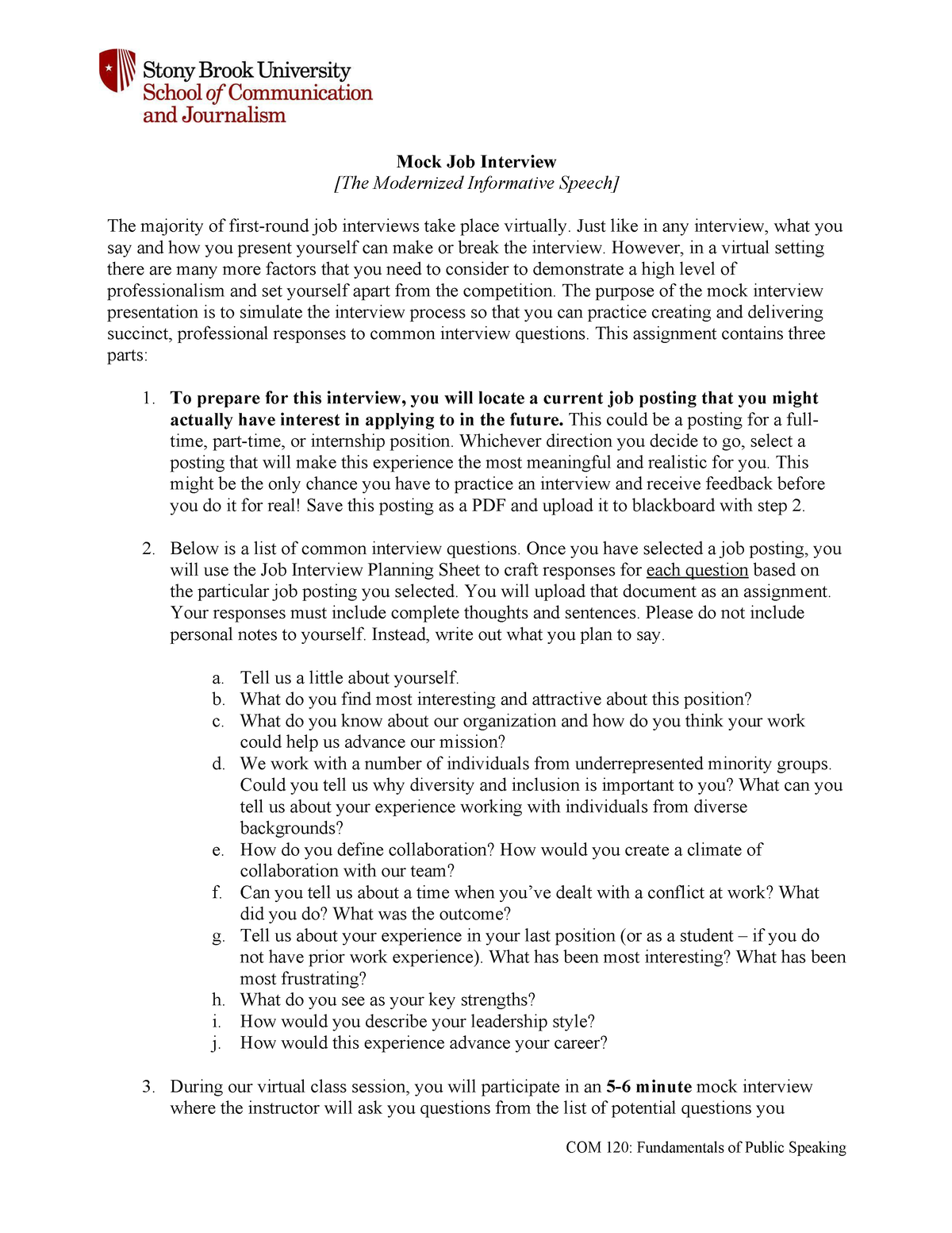 essay about mock job interview
