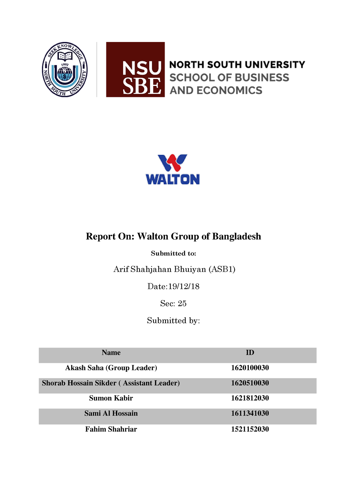 Final Report For Print Mgt351 - Report On: Walton Group Of Bangladesh ...