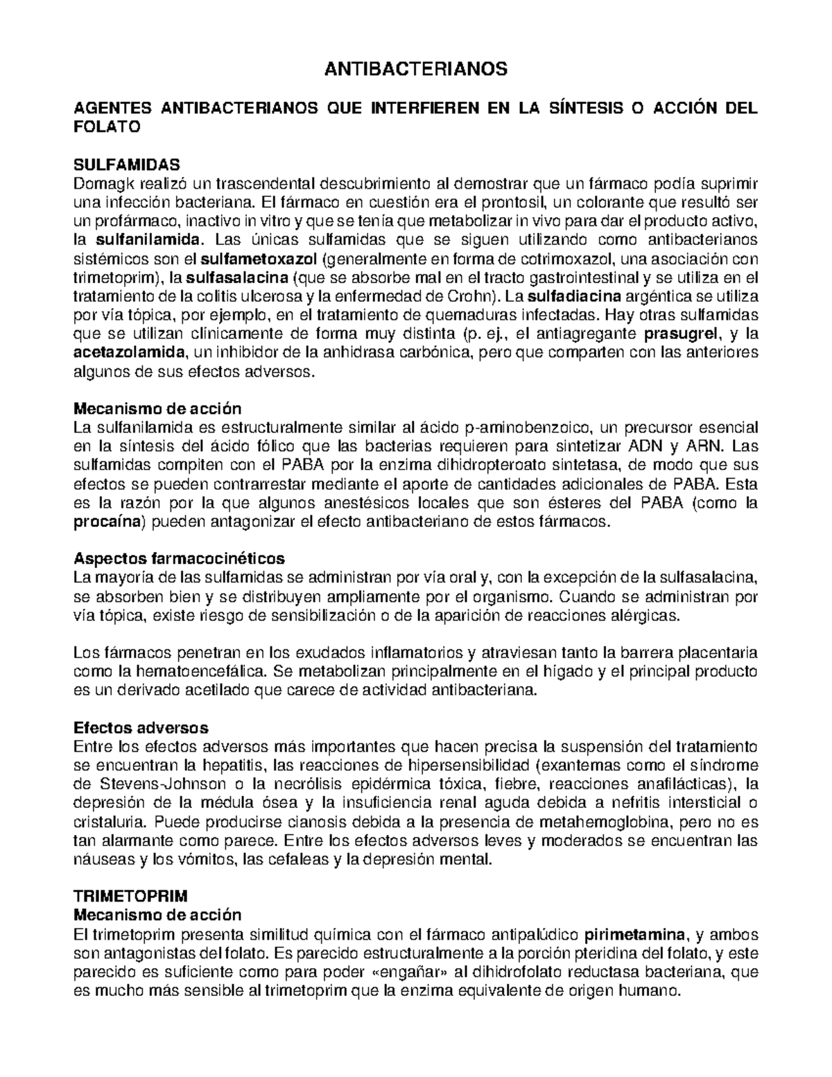 Antibacterianos - Resumen De Antimicrobianos Para El Tratamiento De Las ...