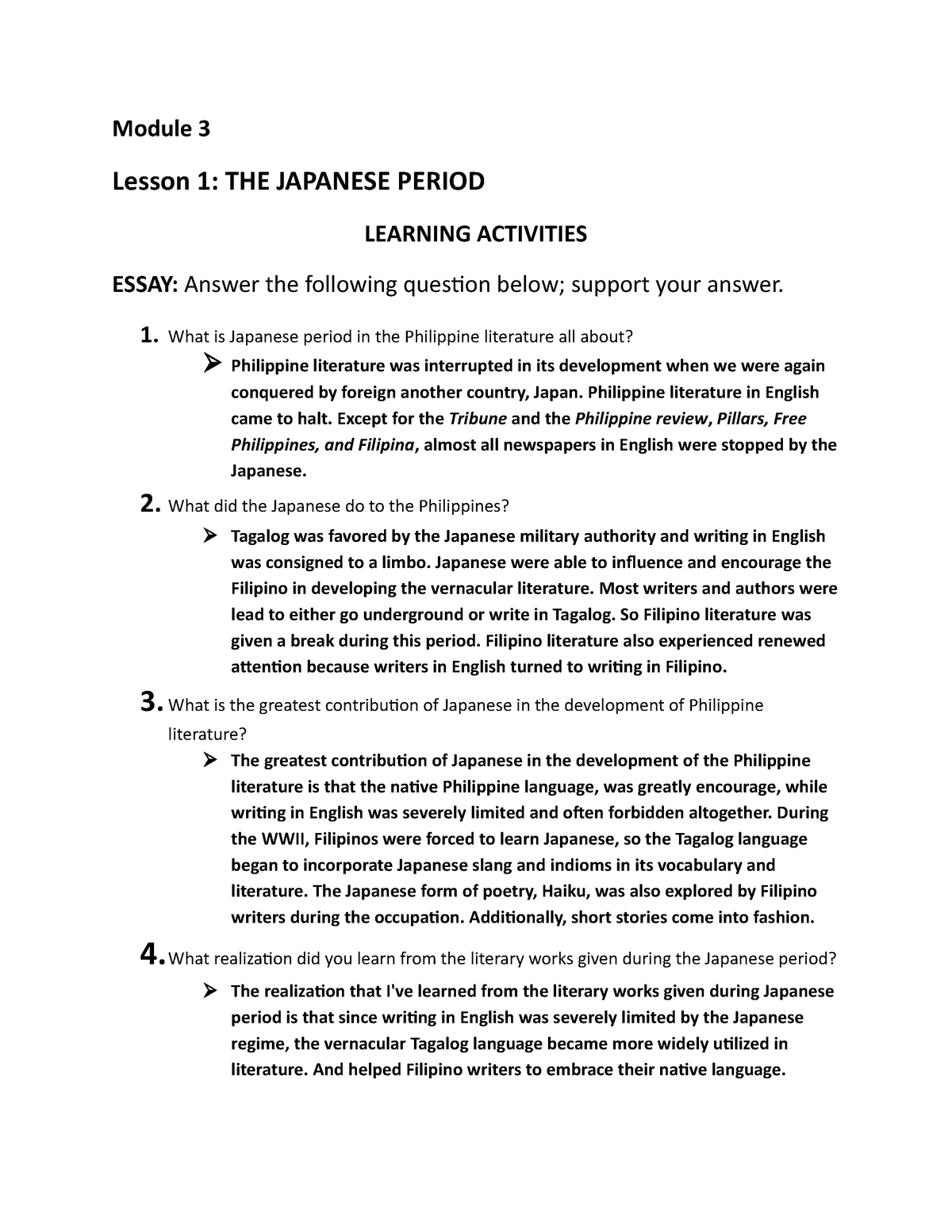 essay about japanese period in the philippines