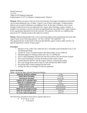 Lab Report 3- edi - 1 CHM 114 13 February 2018 Chemical Thermodynamics ...