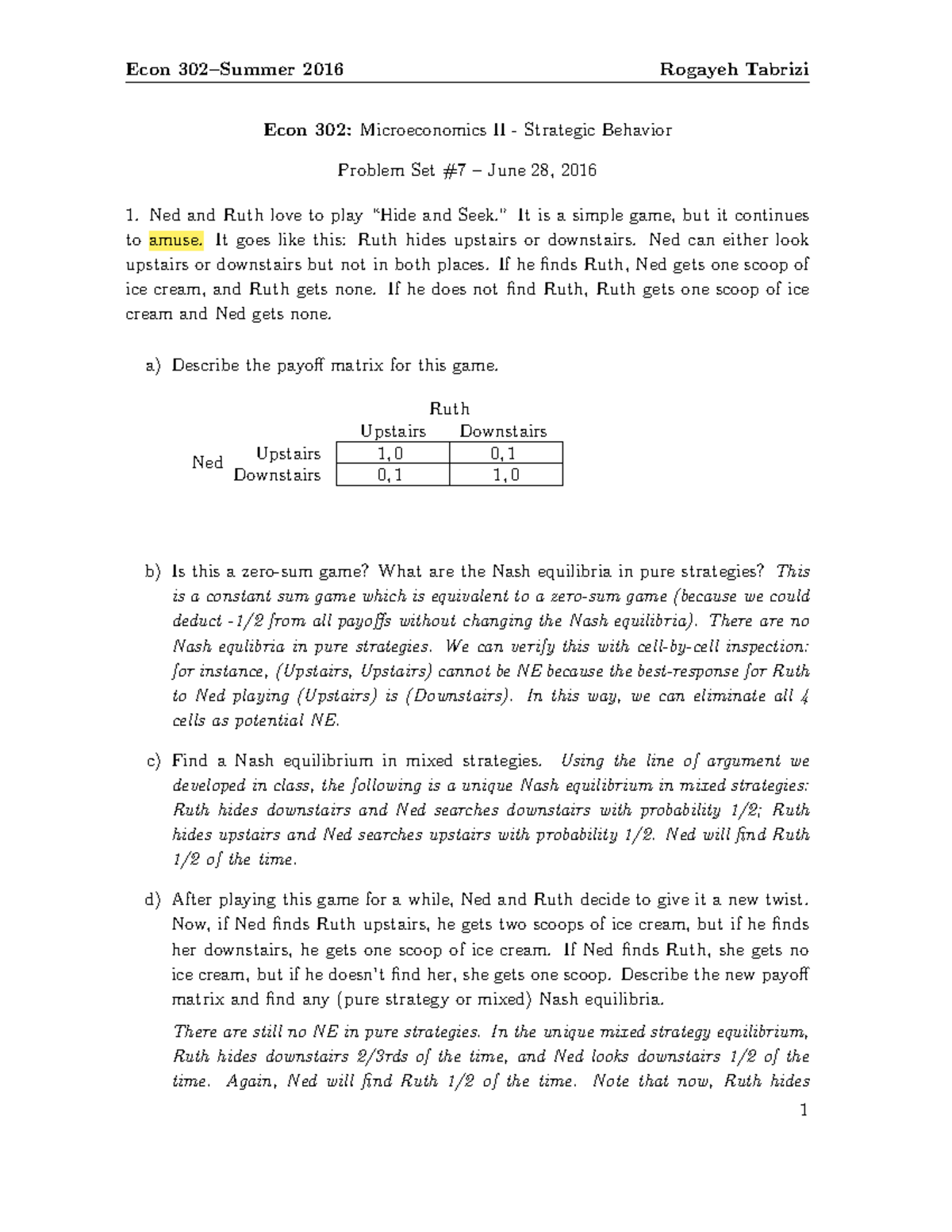 Đề tham khảo 1 - Problems and Solutions - Econ 302: Microeconomics II ...