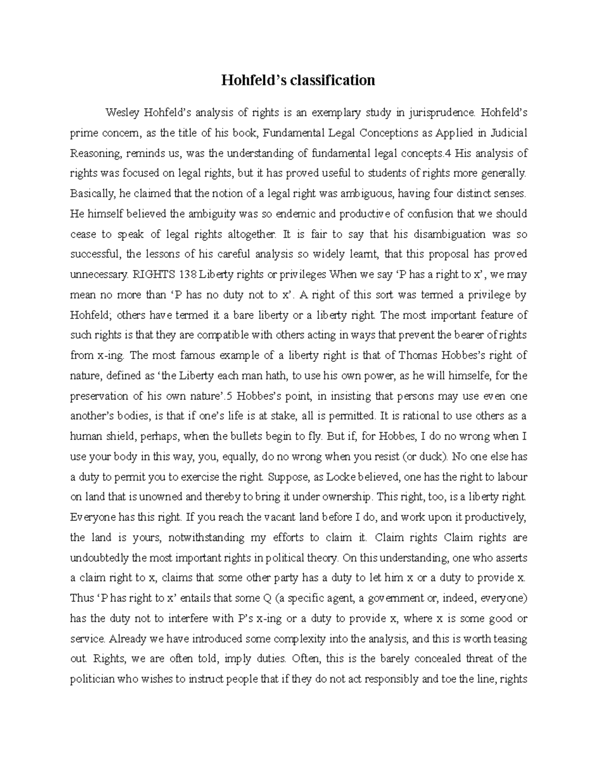 Hohfeld’s classification - Hohfeld’s classification Wesley Hohfeld’s ...