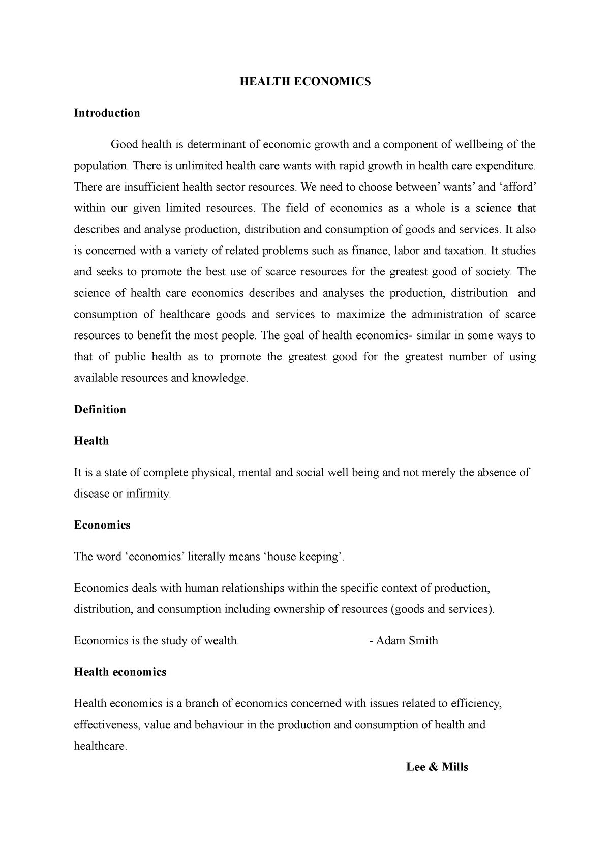 thesis on health economics