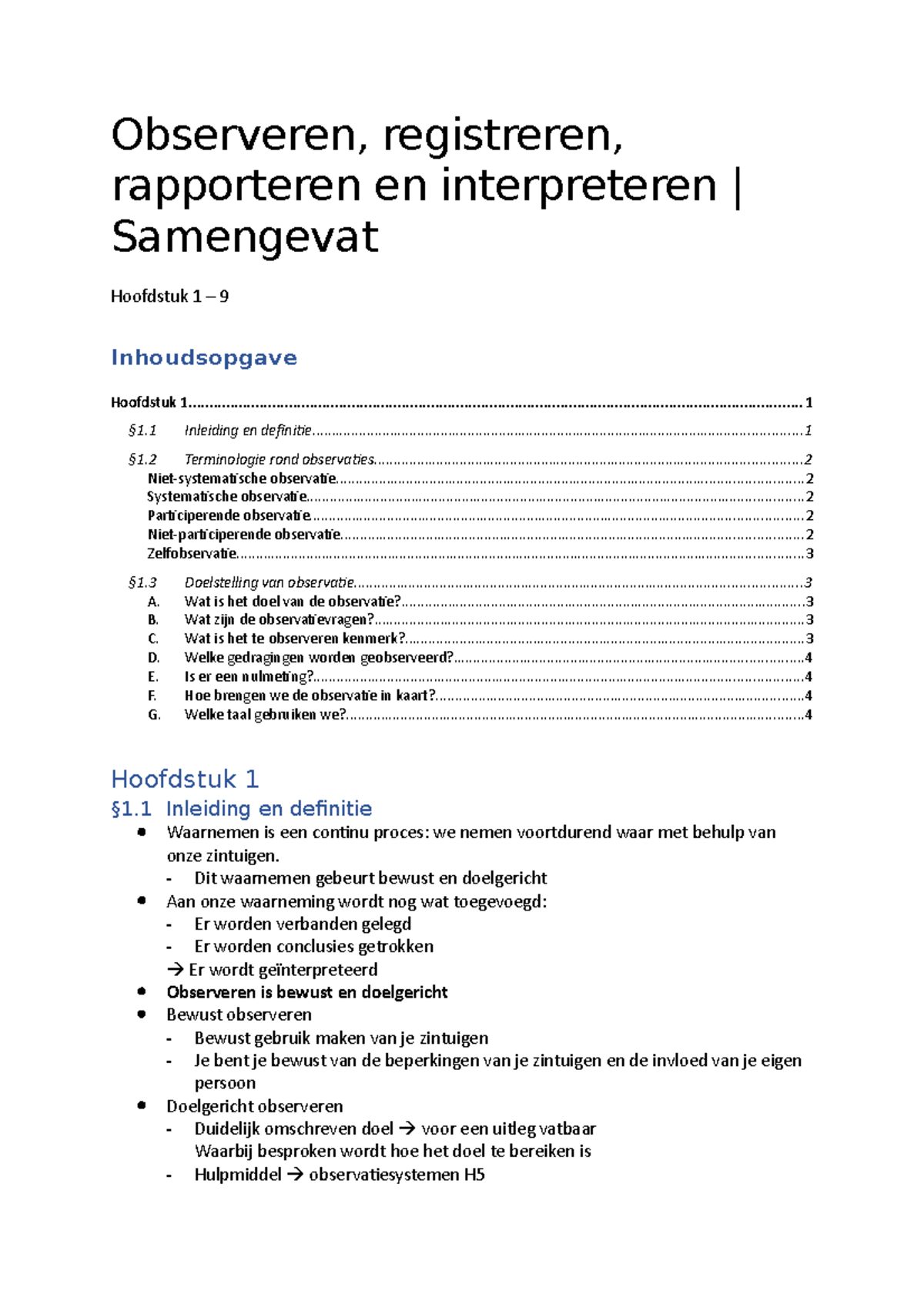 Observeren, Registreren, Rapporteren En Interpreteren - Samengevat ...