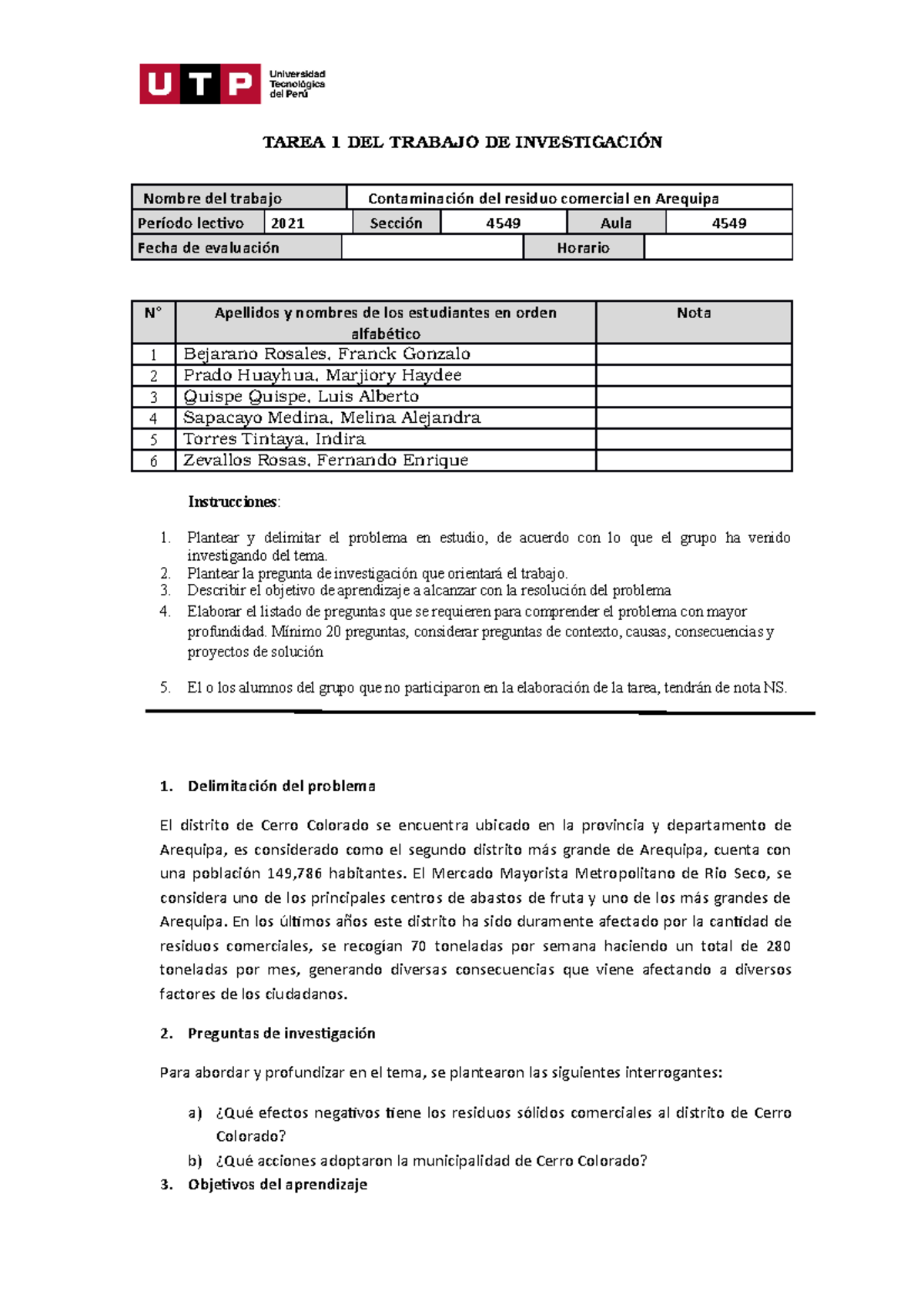 Tarea 1 DEL Trabajo DE Investigación con preguntas de causa - Individuo ...