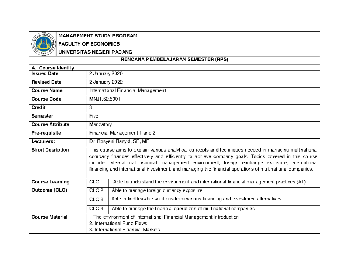 Manajemen Keuangan Internasional - MANAGEMENT STUDY PROGRAM FACULTY OF ...