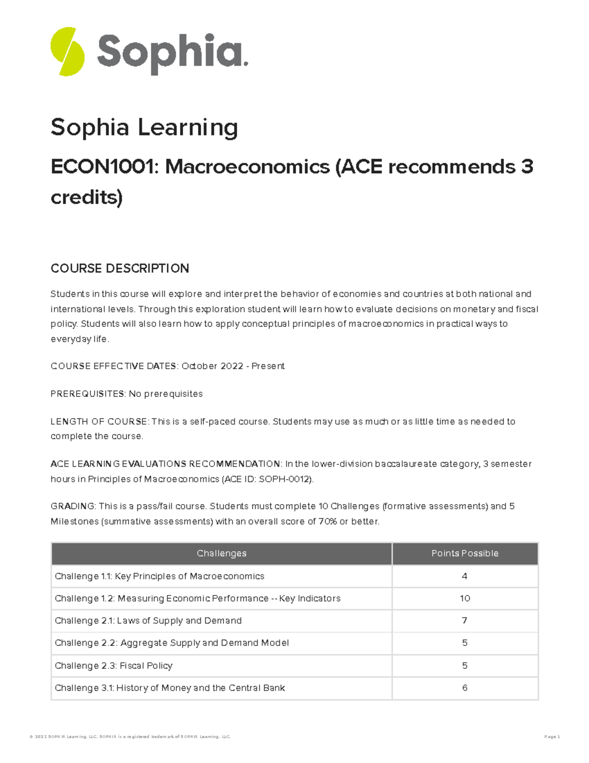 Sophia-macroeconomics-syllabus - Sophia Learning ECON1001 ...