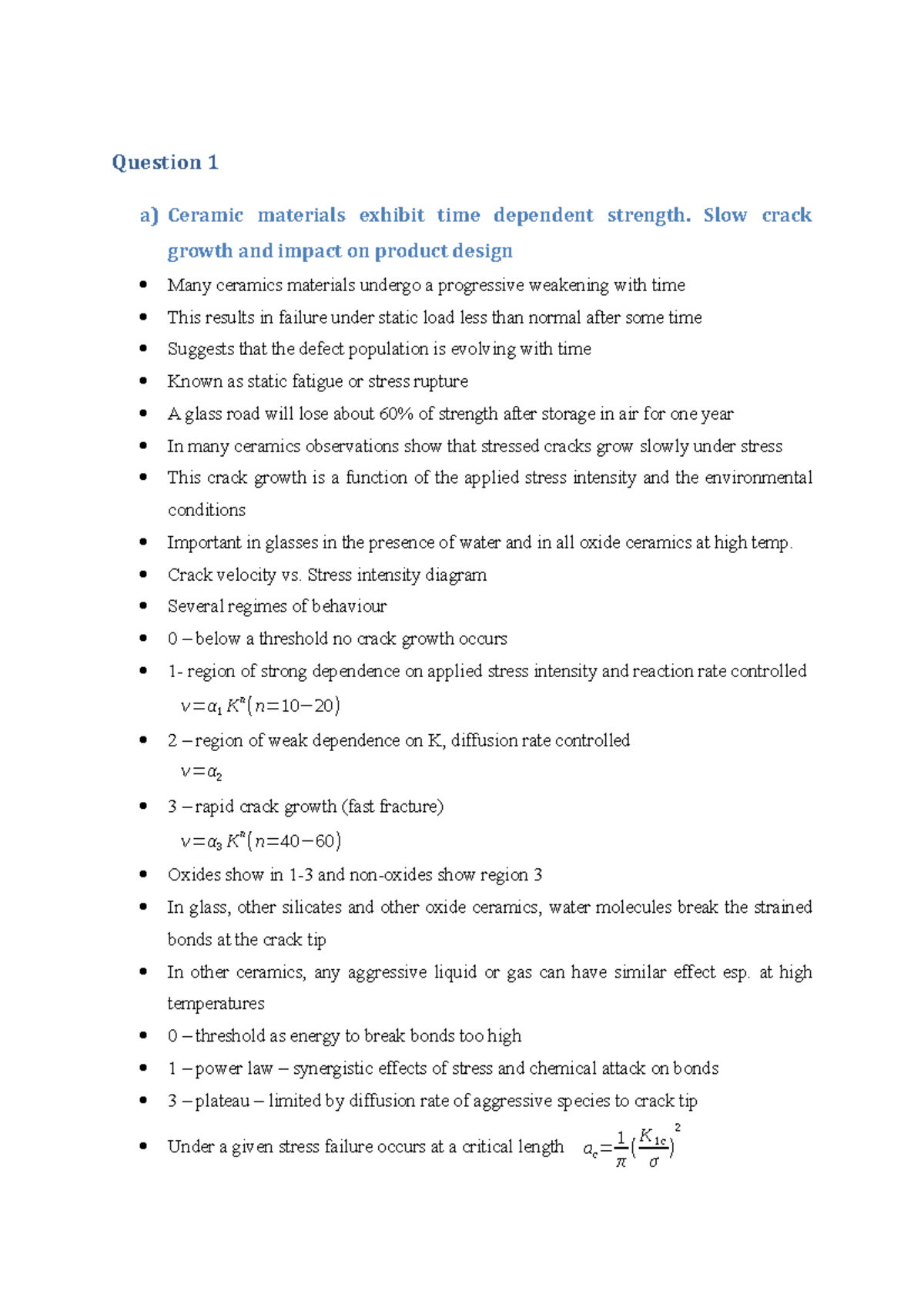 Exam May 2015, questions and answers Question 1 a) Ceramic materials