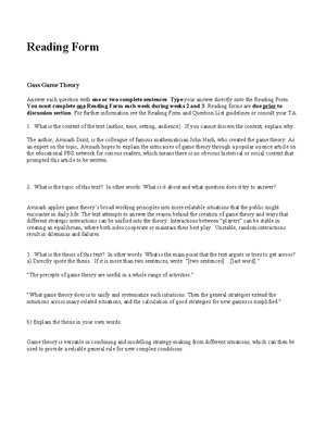 Reading Form Instructions - Reading Form Answer each question with one ...