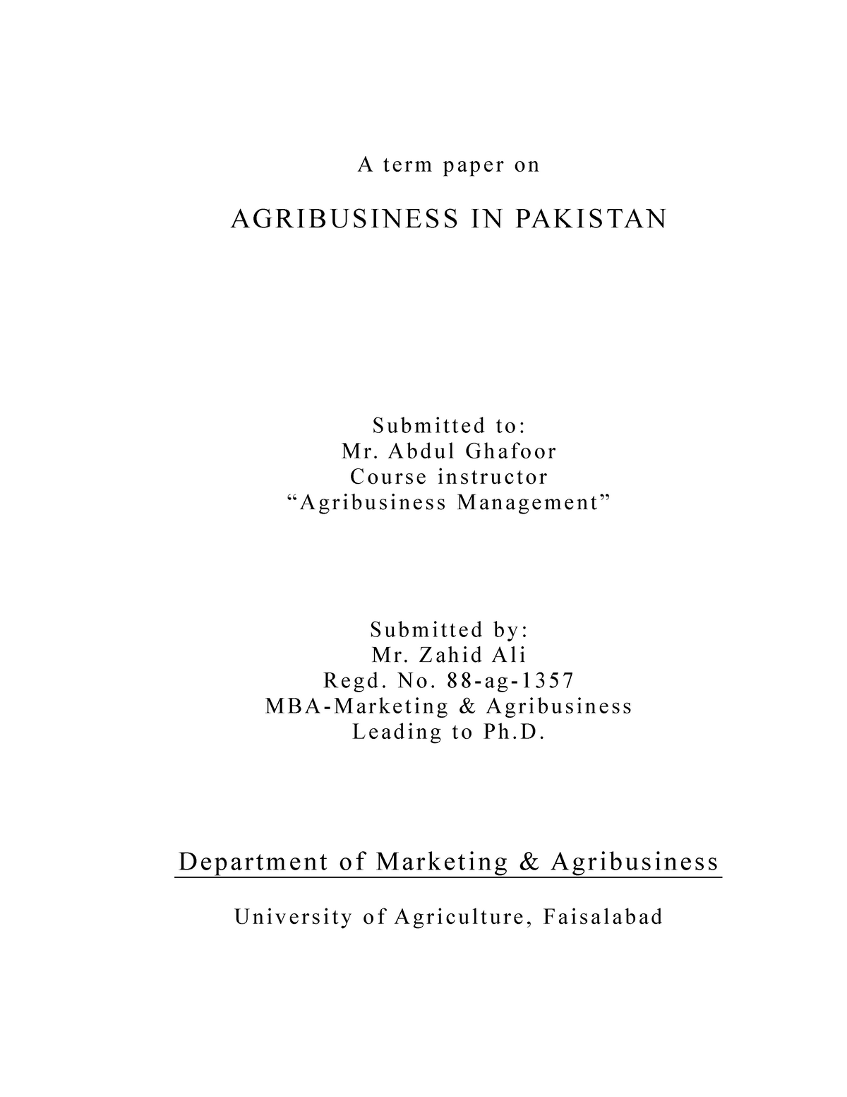 dissertation topics for mba agribusiness