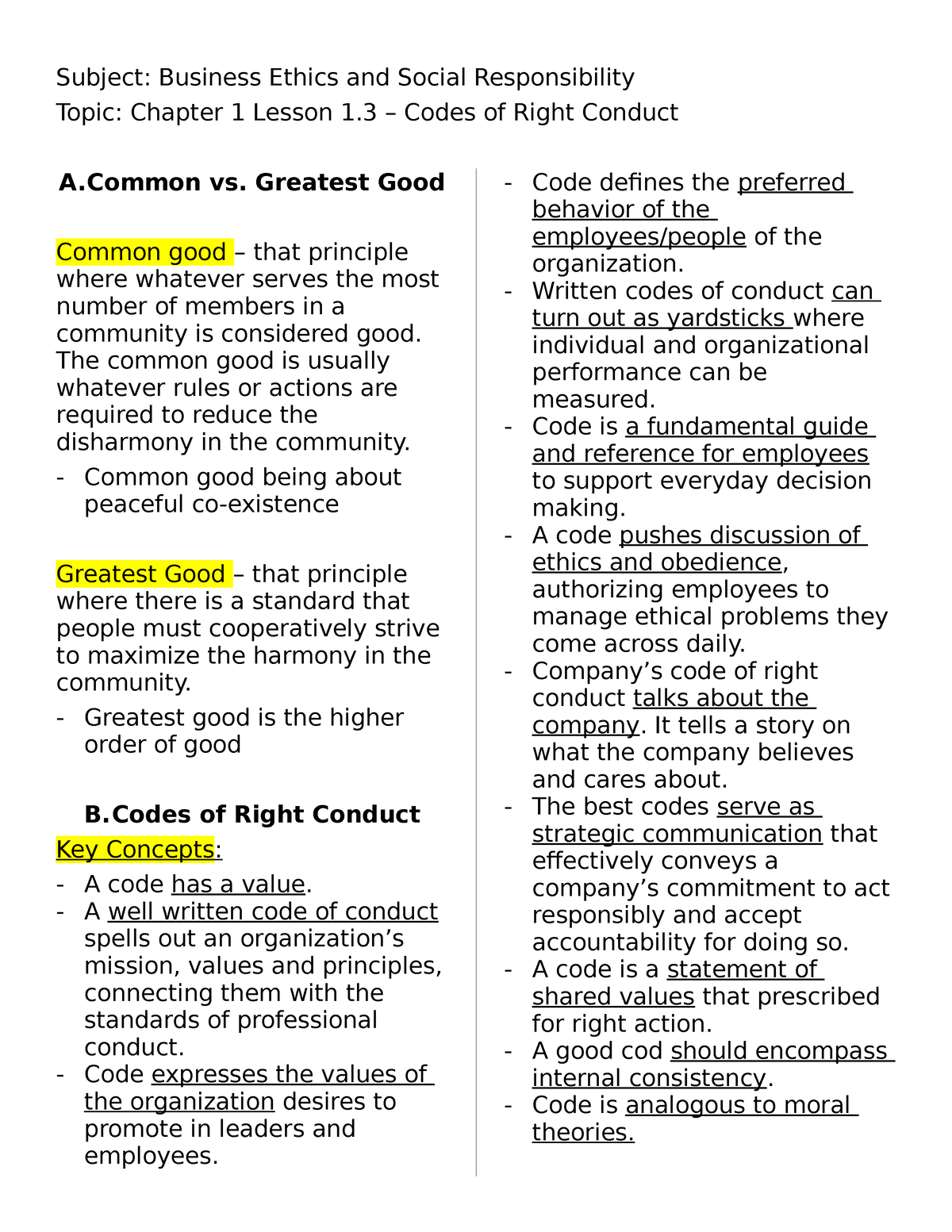 business-ethics-and-social-responsibility-chapter-1-lesson-1-3-codes