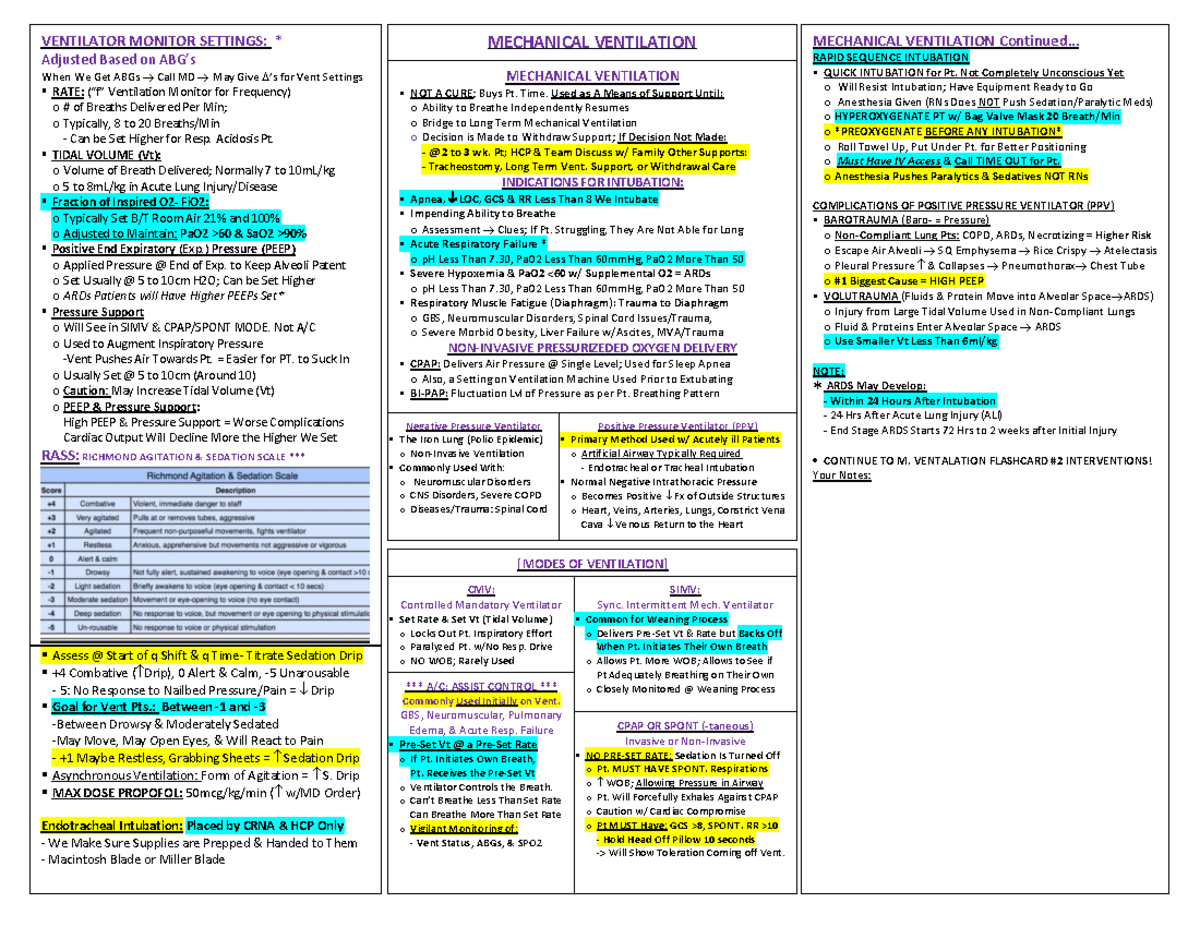 Mechanical VENT. Flashcard - MECHANICAL VENTILATION MECHANICAL ...