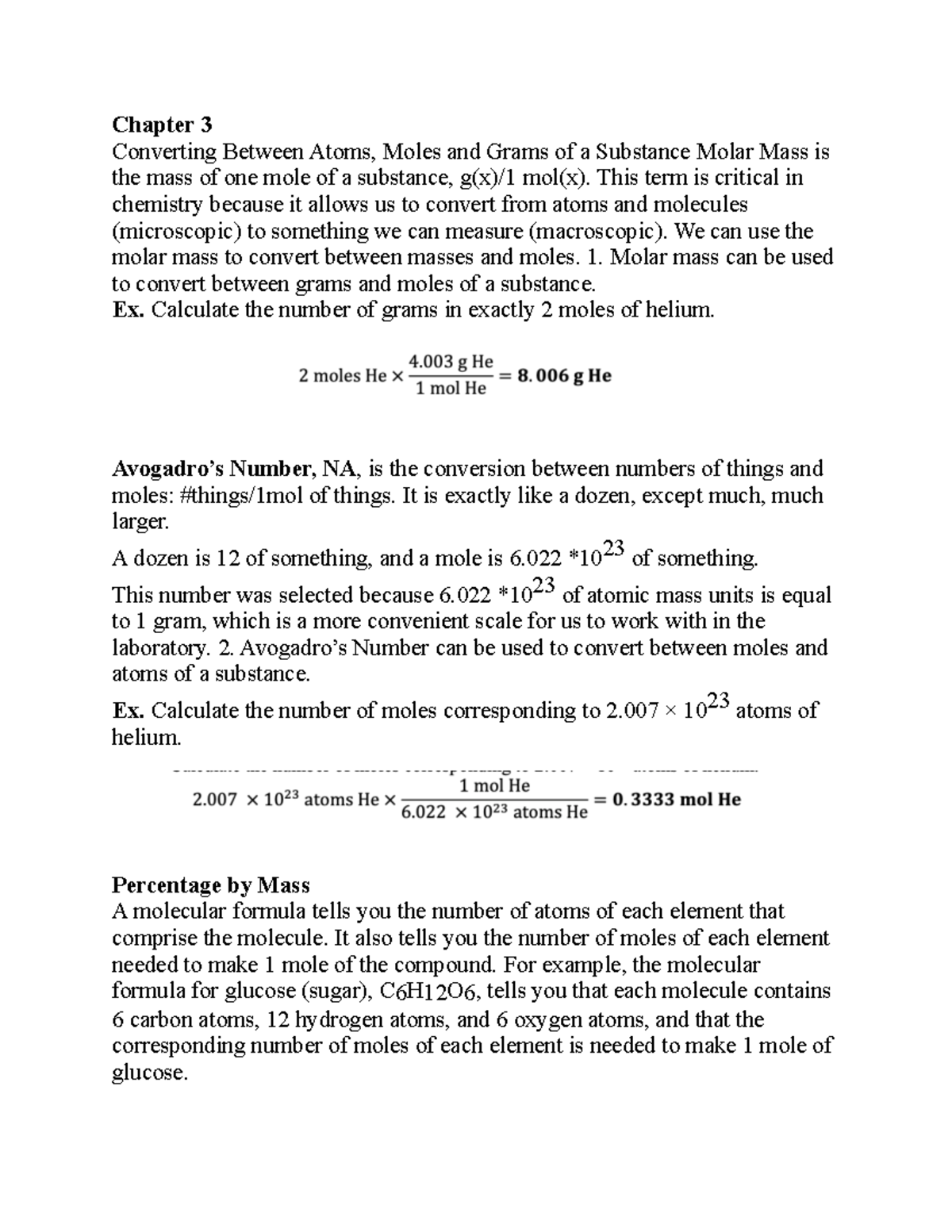 General Chemistry Notes Chapter 3 Converting Between Atoms Moles And Grams Of A Substance 0561