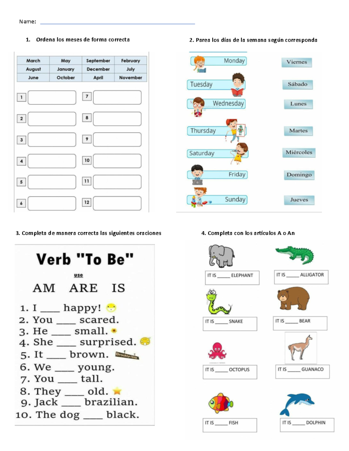 Examen De Los Niños Ingles - Ingeneria Aerio Espacial - Name: 1. Ordena 