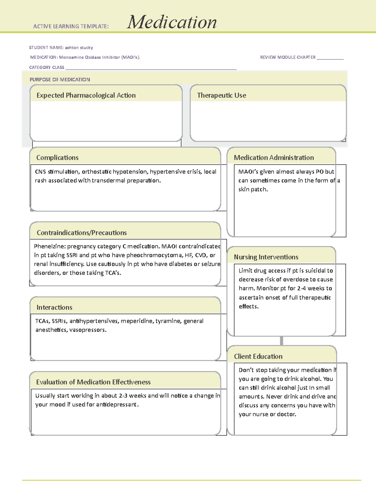 AC nutrition template #3 - STUDENT NAME: ashton stucky MEDICATION ...