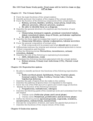 Bio 100 Exam 3 Study Guide - Bio 100 Exam 3 Study Guide: Chapters 7, 8 ...