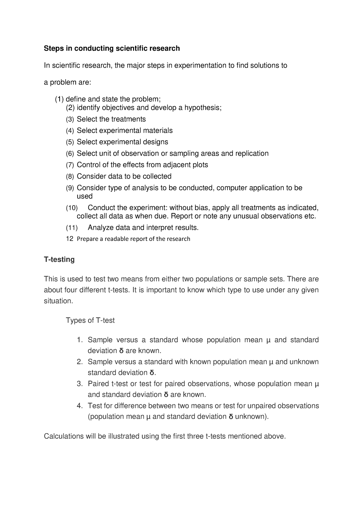 2. T-testing - T-testing - Steps in conducting scientific research In ...