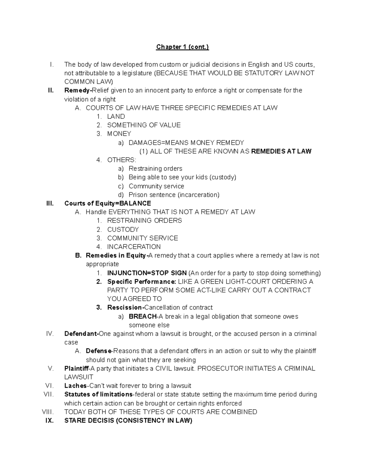Legal Environment of Business Day 2 Notes - Chapter 1 (cont.) I. The ...