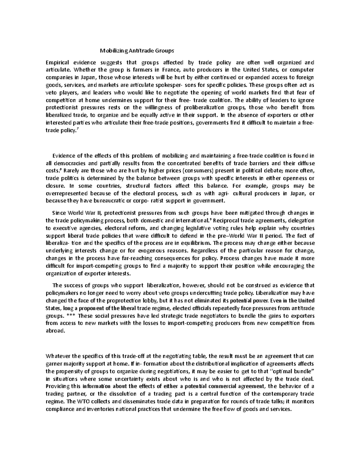 Mobilizing Antitrade Groups - Mobilizing Antitrade Groups Empirical 