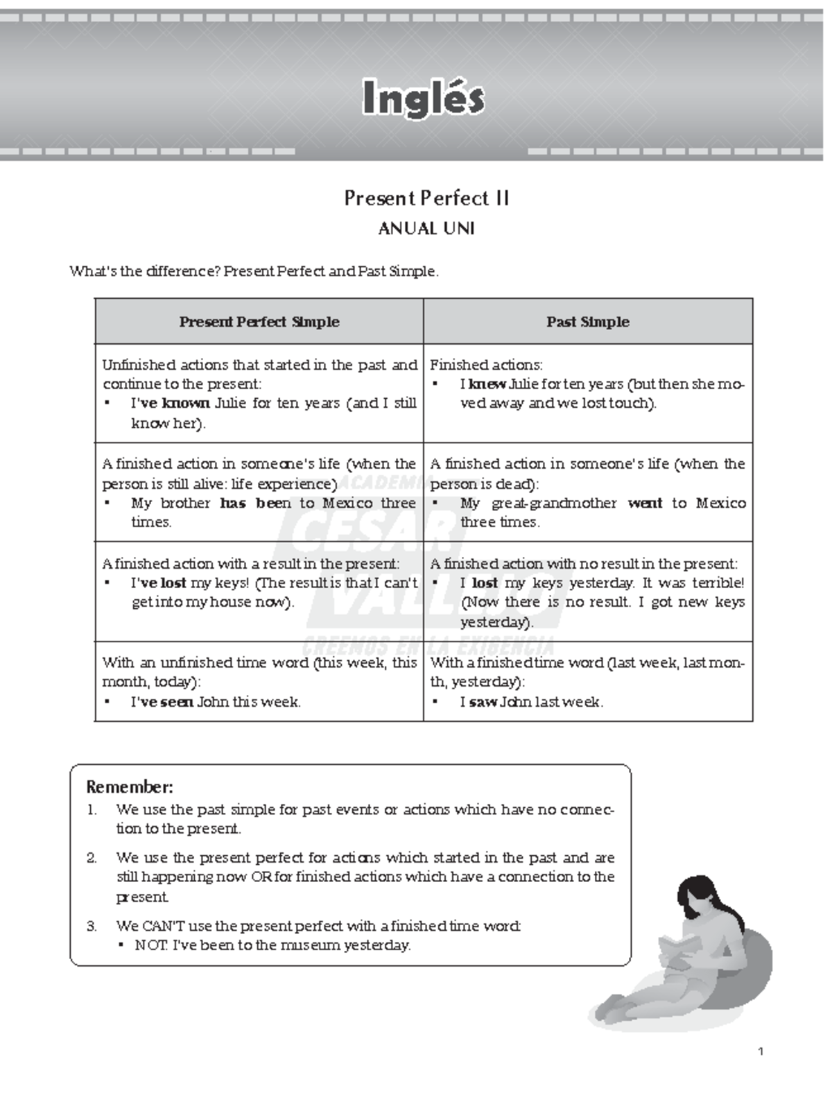 Material Teórico Ingles Present Perfect II - What’s the difference ...