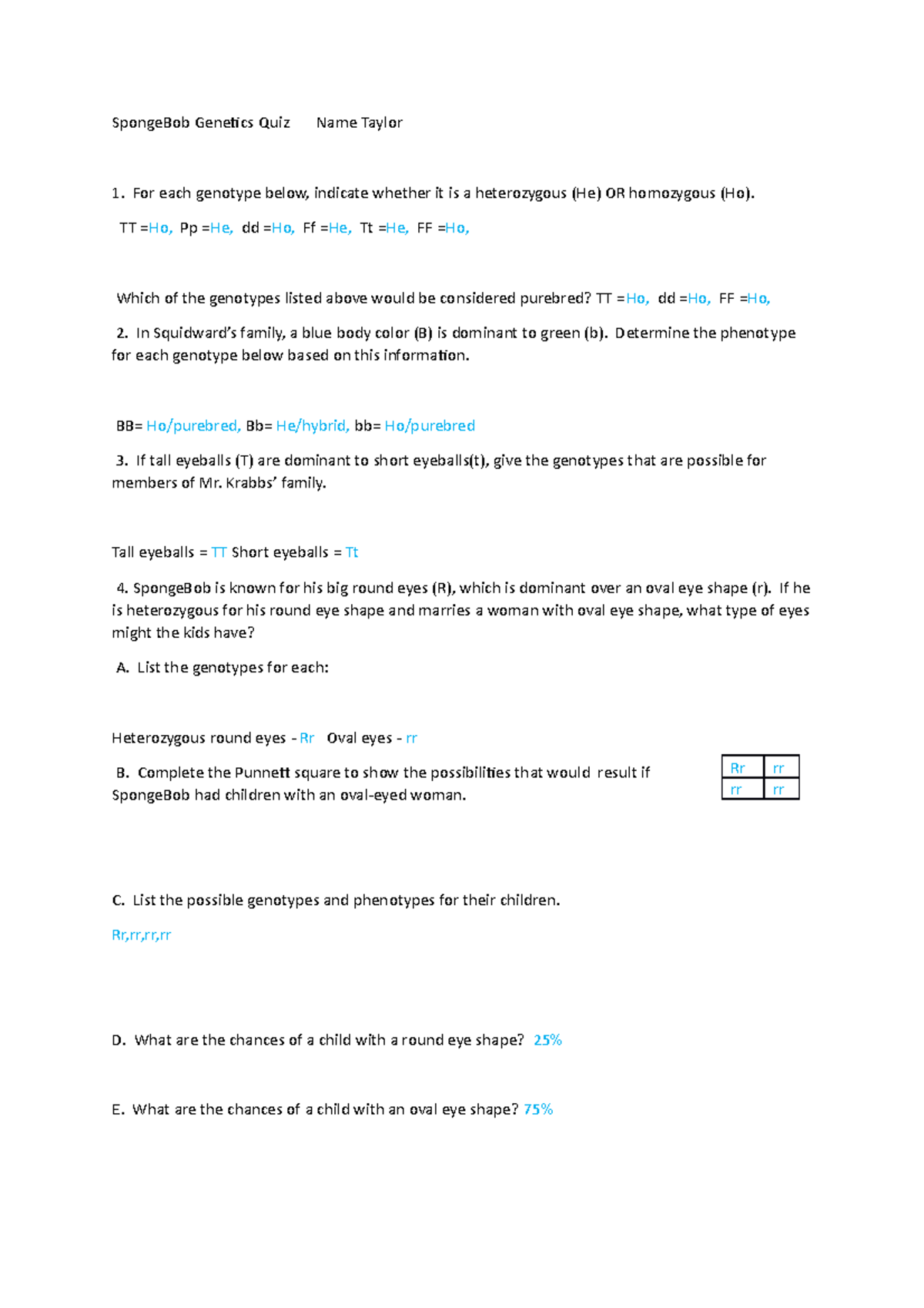 Biology 30 genetics practice test