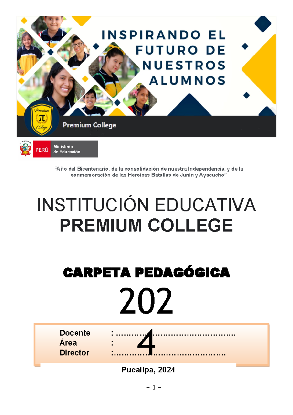 Carpeta-Pedagogica-2024- Secundaria - Docente :  .............................................. Área - Studocu