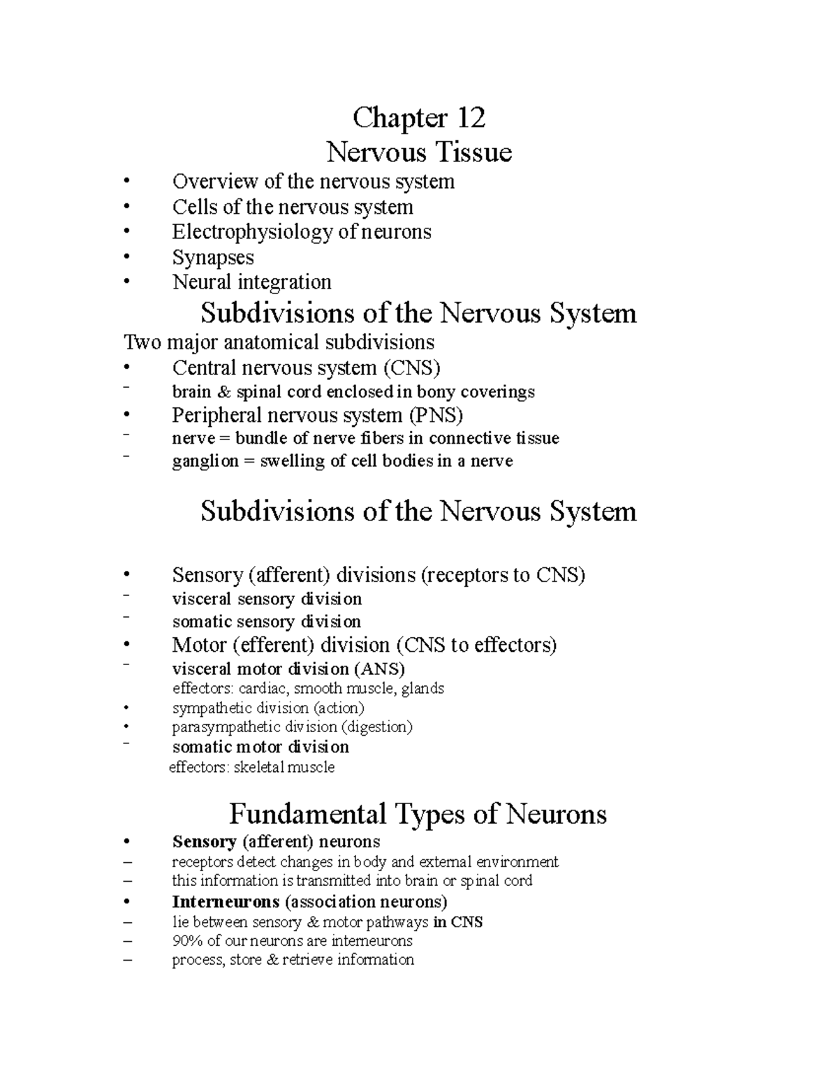 Nervous-Tissue Anatomy And Phys - Chapter 12 Nervous Tissue Overview Of ...