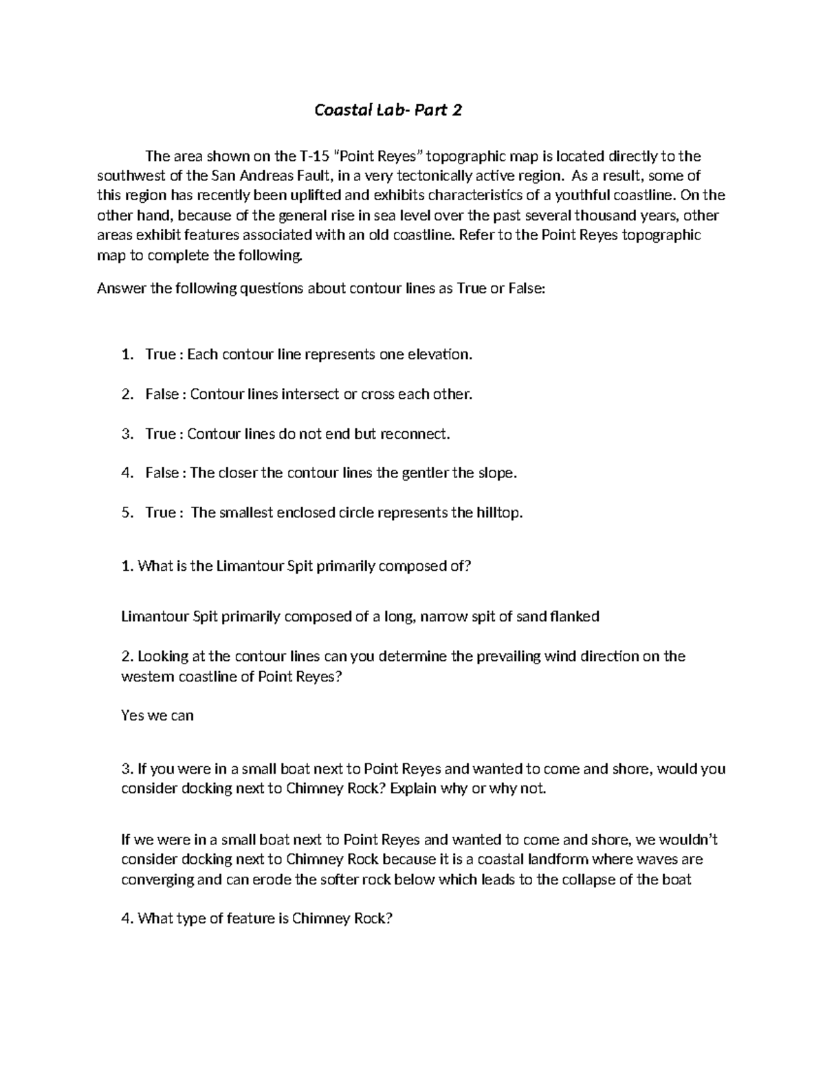 Coastal Lab 2 GEOG 102LF Coastal Lab Part 2 The area shown on the
