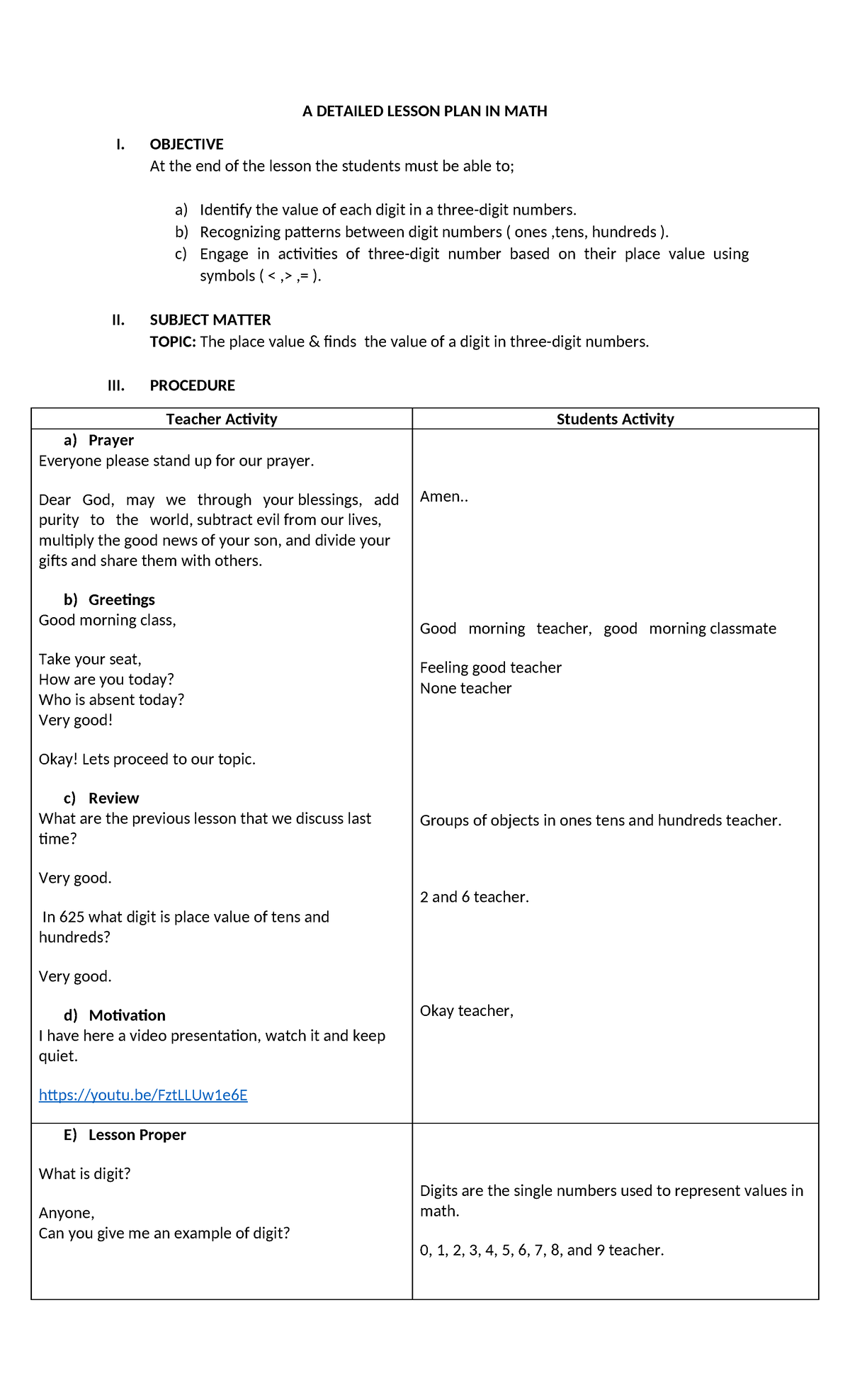 A Detailed Lesson PLAN IN MATH 2 - A DETAILED LESSON PLAN IN MATH I ...