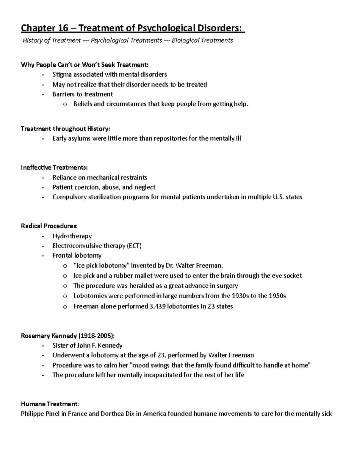 Chapter 16 PSYC - 16 Psyc - Chapter 16 – Treatment of Psychological ...