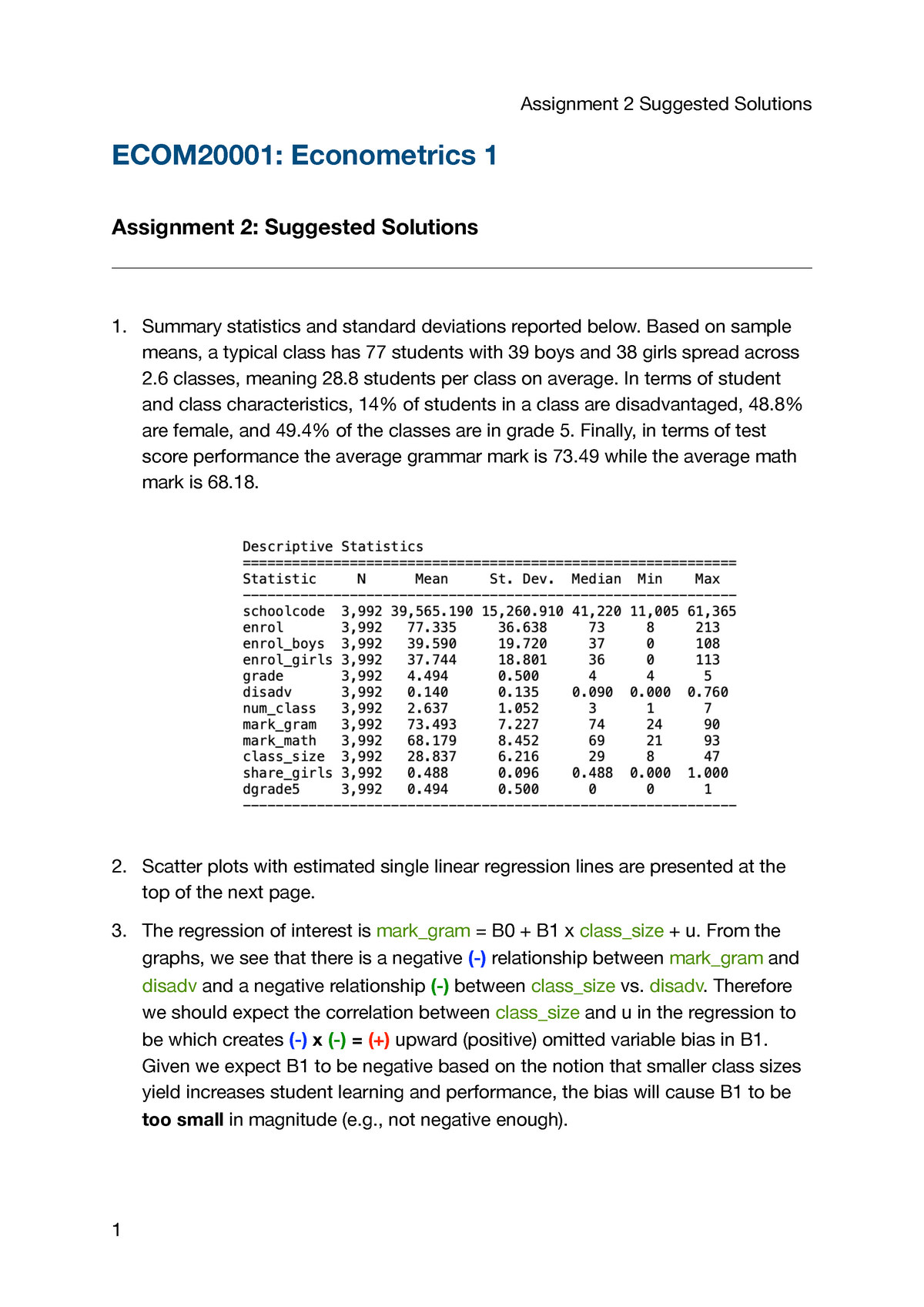econometrics assignment topics