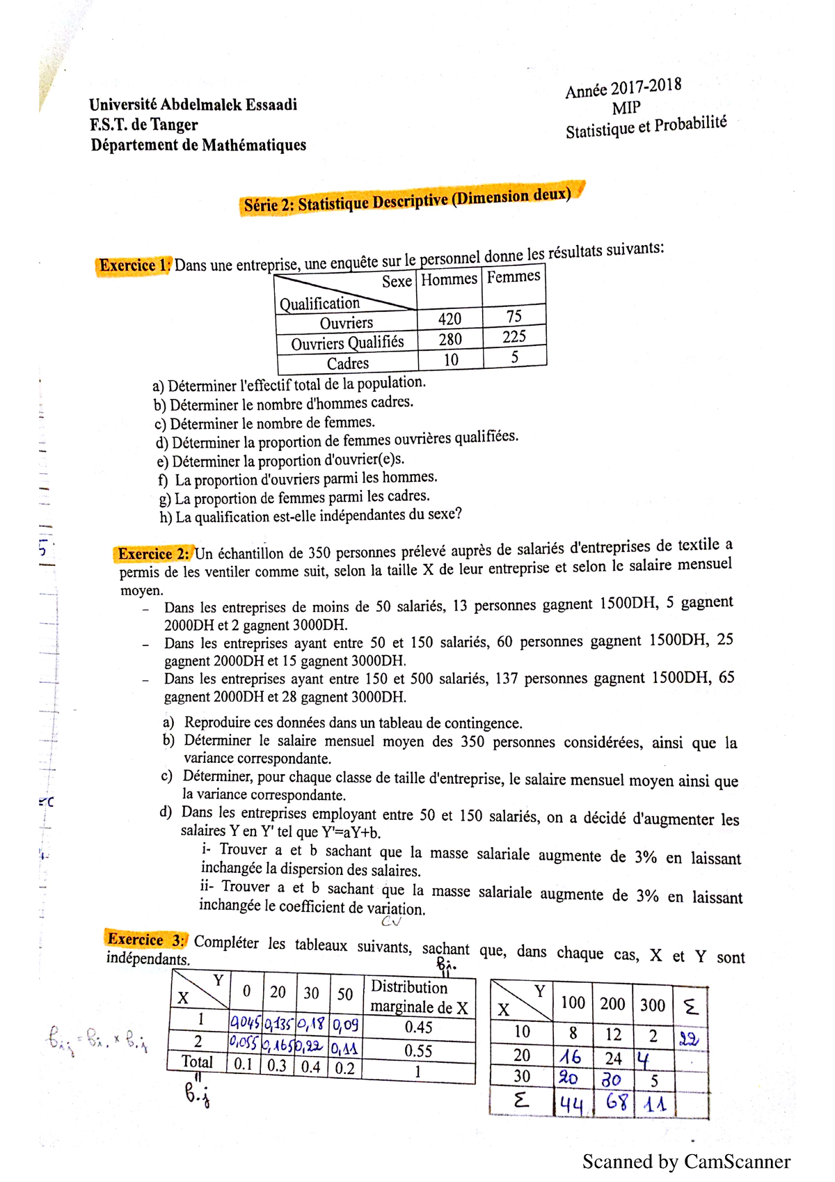 Statistique TD 2 - Probabilite Et Statistique - Studocu