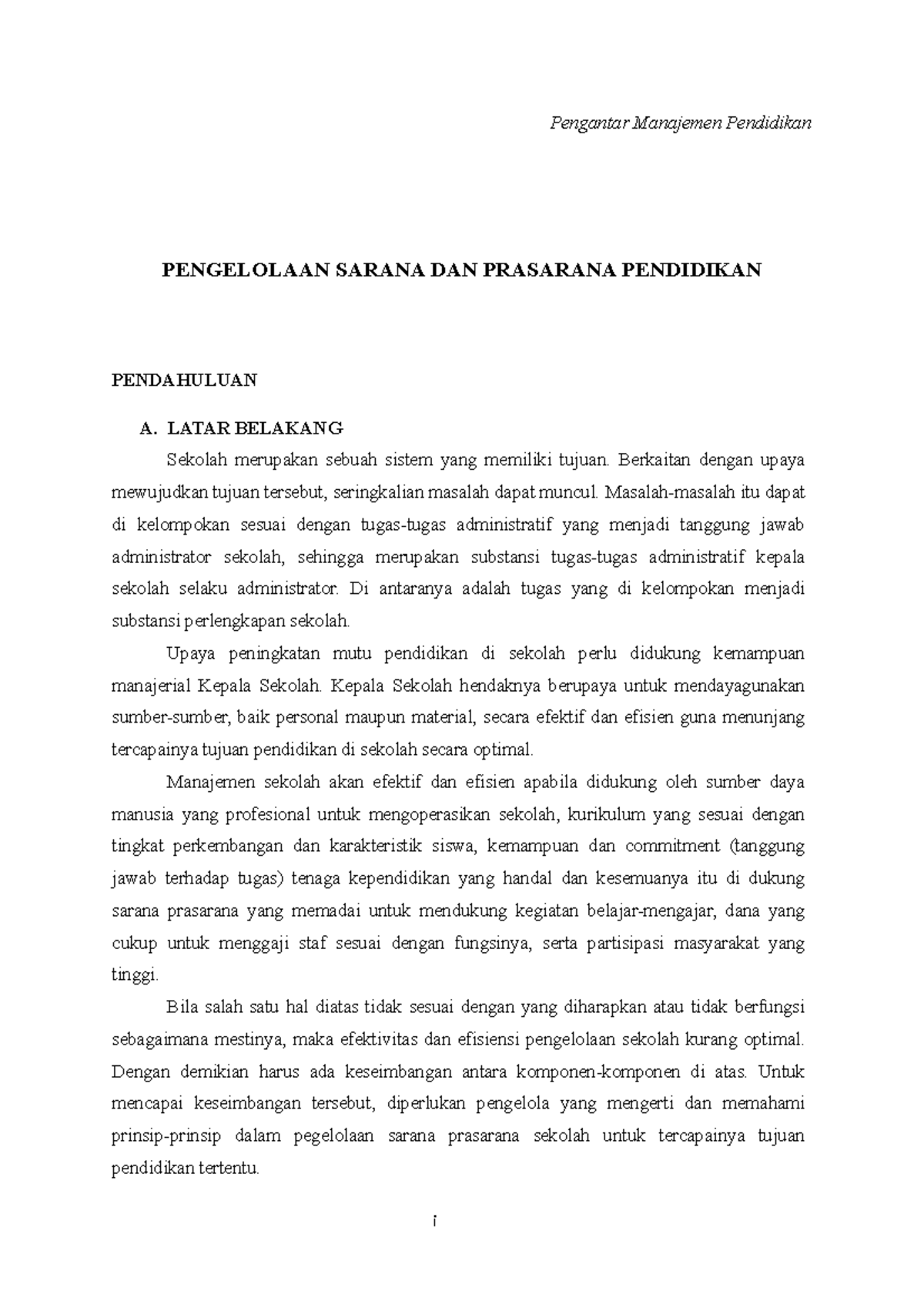 Pengelolaan Sarana DAN Prasarana - Pengantar Manajemen Pendidikan ...