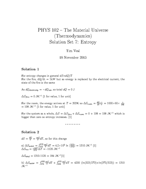 PHYS102 W11 Problems - PHYS102 - Thermal Physics and Properties of ...